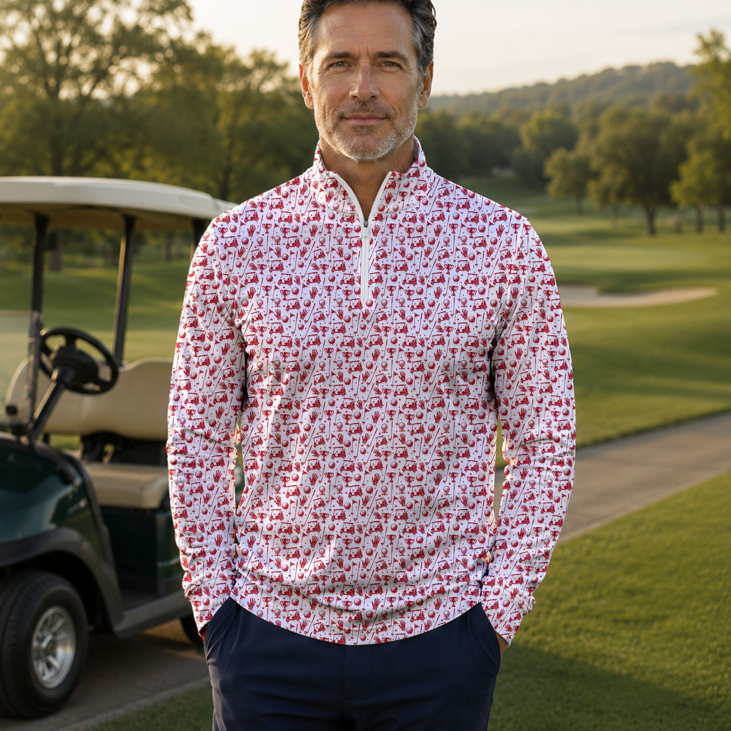 Bloody Golf Pattern Men Quarter-zip Pullover