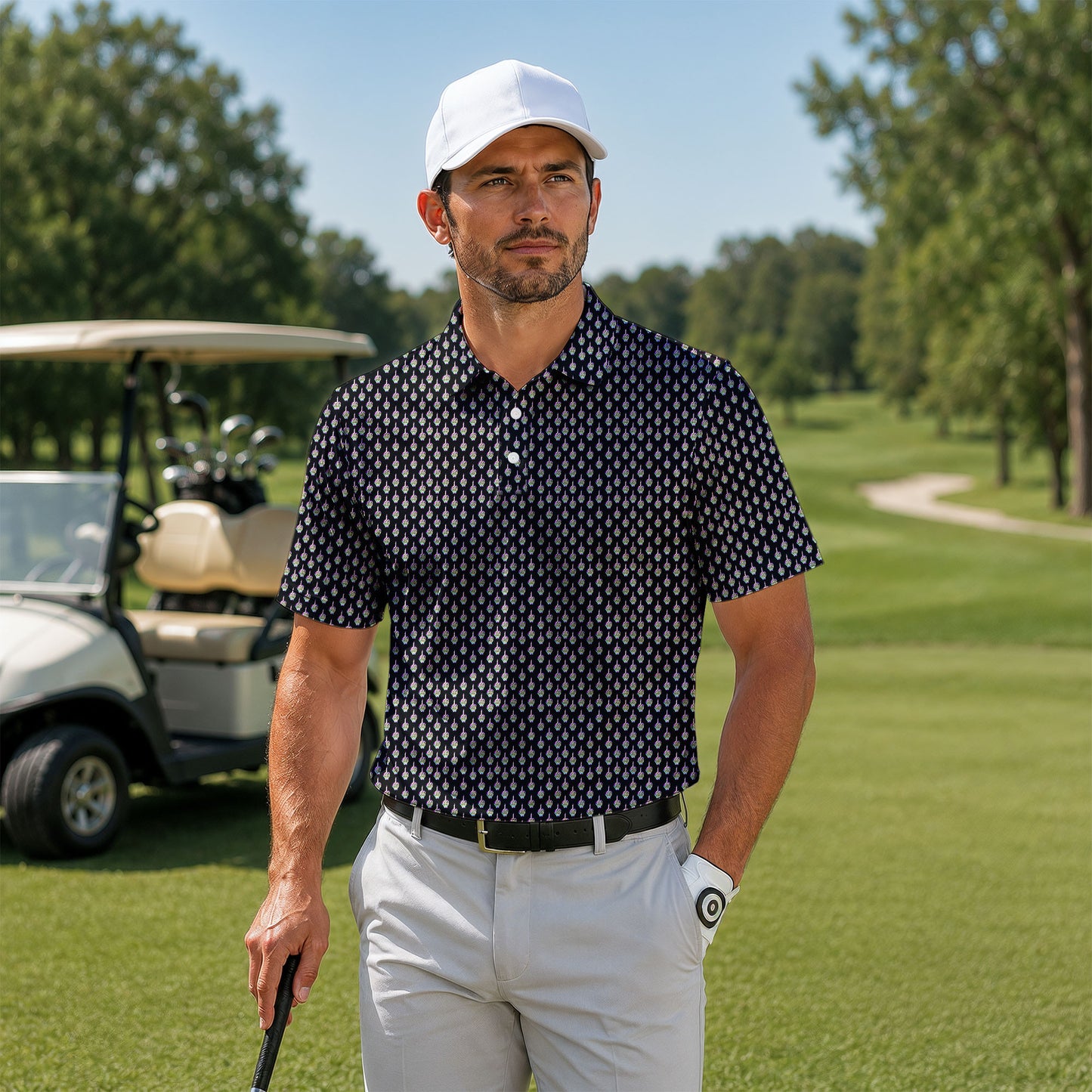 Ombre Skeleton Finger Pattern Men Polo Shirt