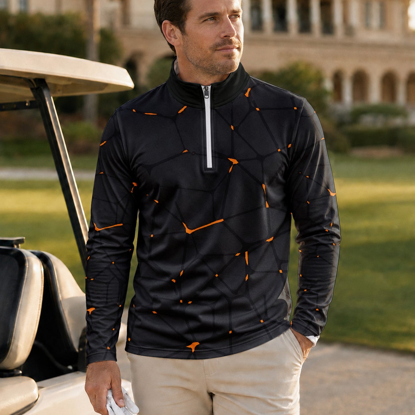 Dark Orange Net The Open Men Quarter-zip Pullover