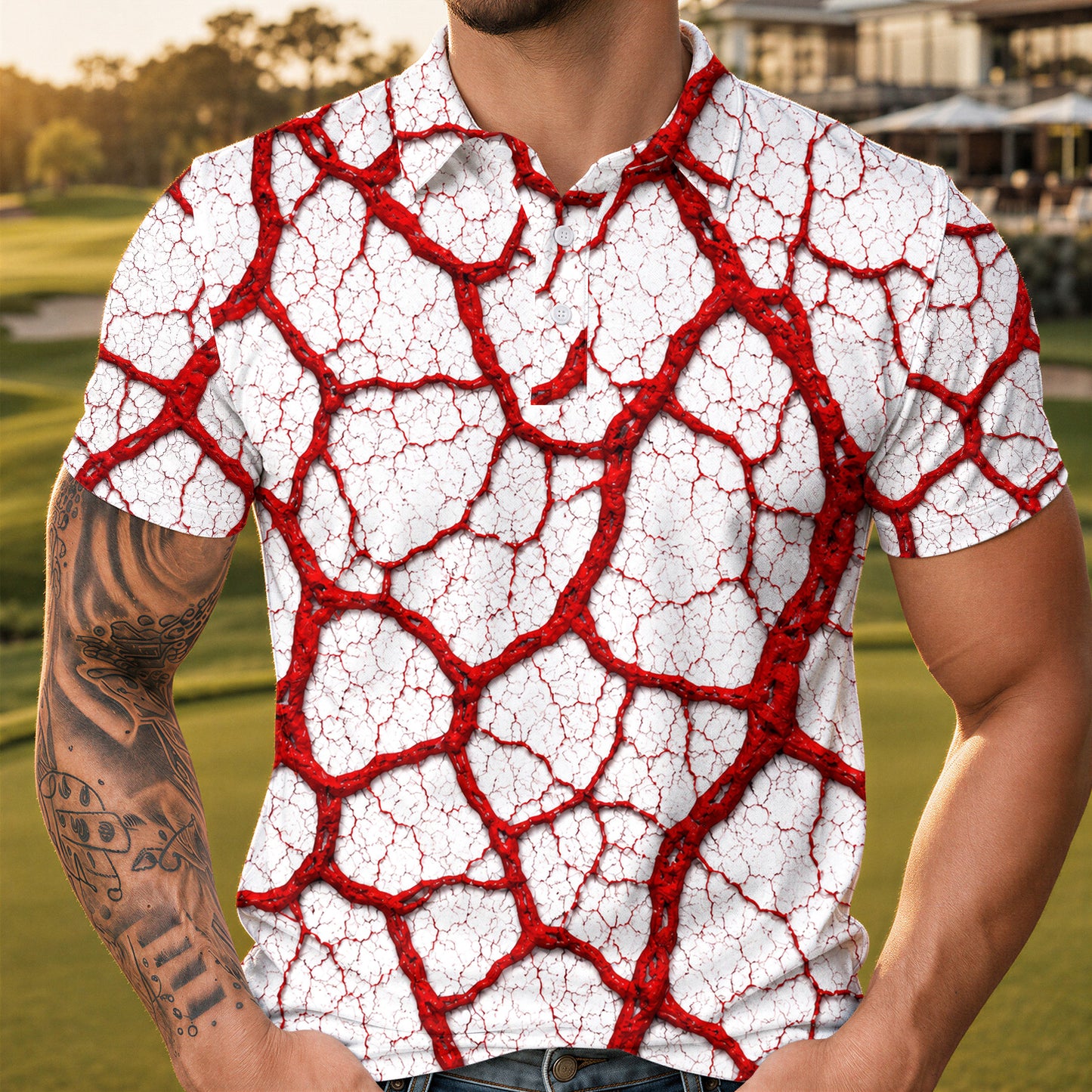 White Red Root Men Polo Shirt