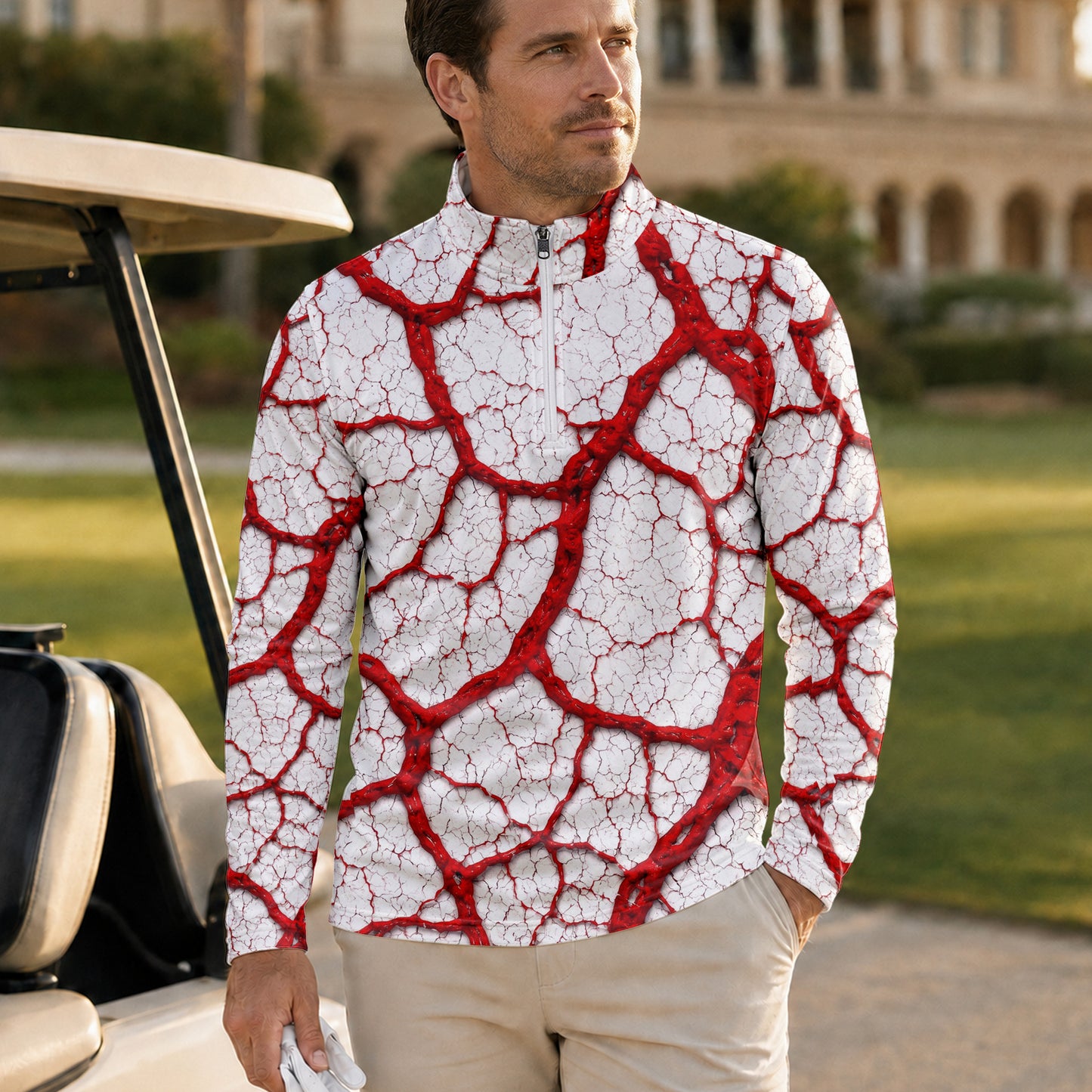 White Red Root Men Quarter-zip Pullover