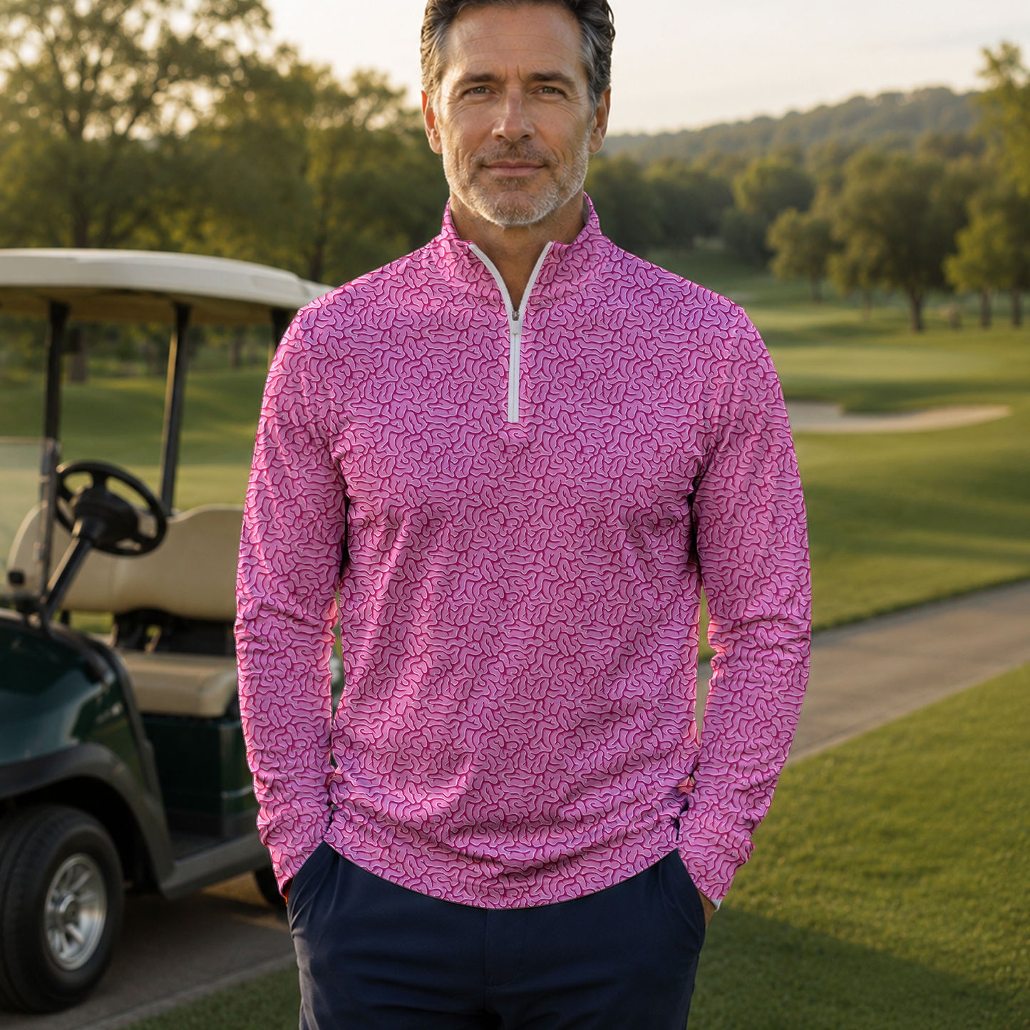 Brain Pattern Men Quarter-zip Pullover