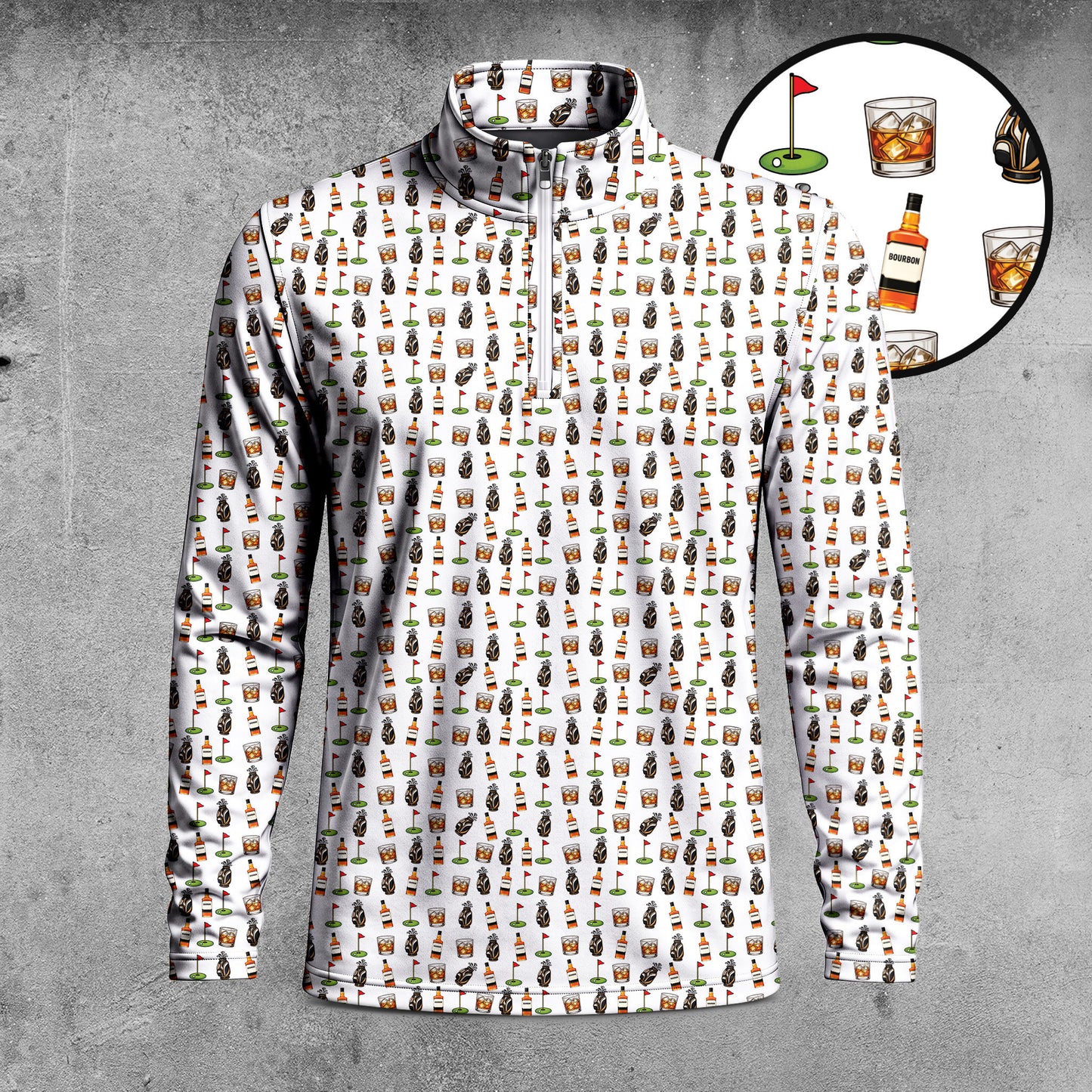 Bourbon Pattern Men Quarter-zip Pullover