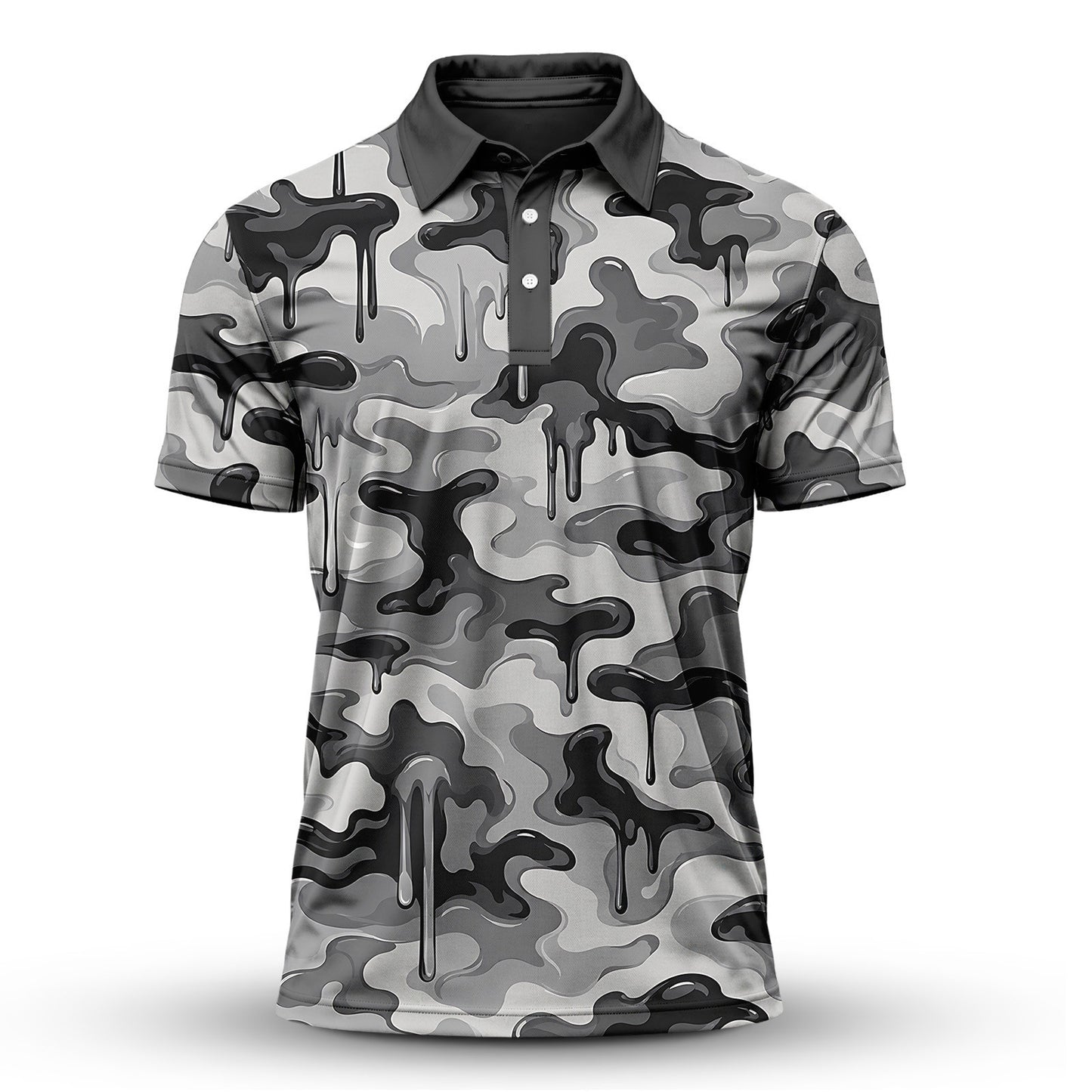 Grey Camo Paint 2027 Men Polo Shirt