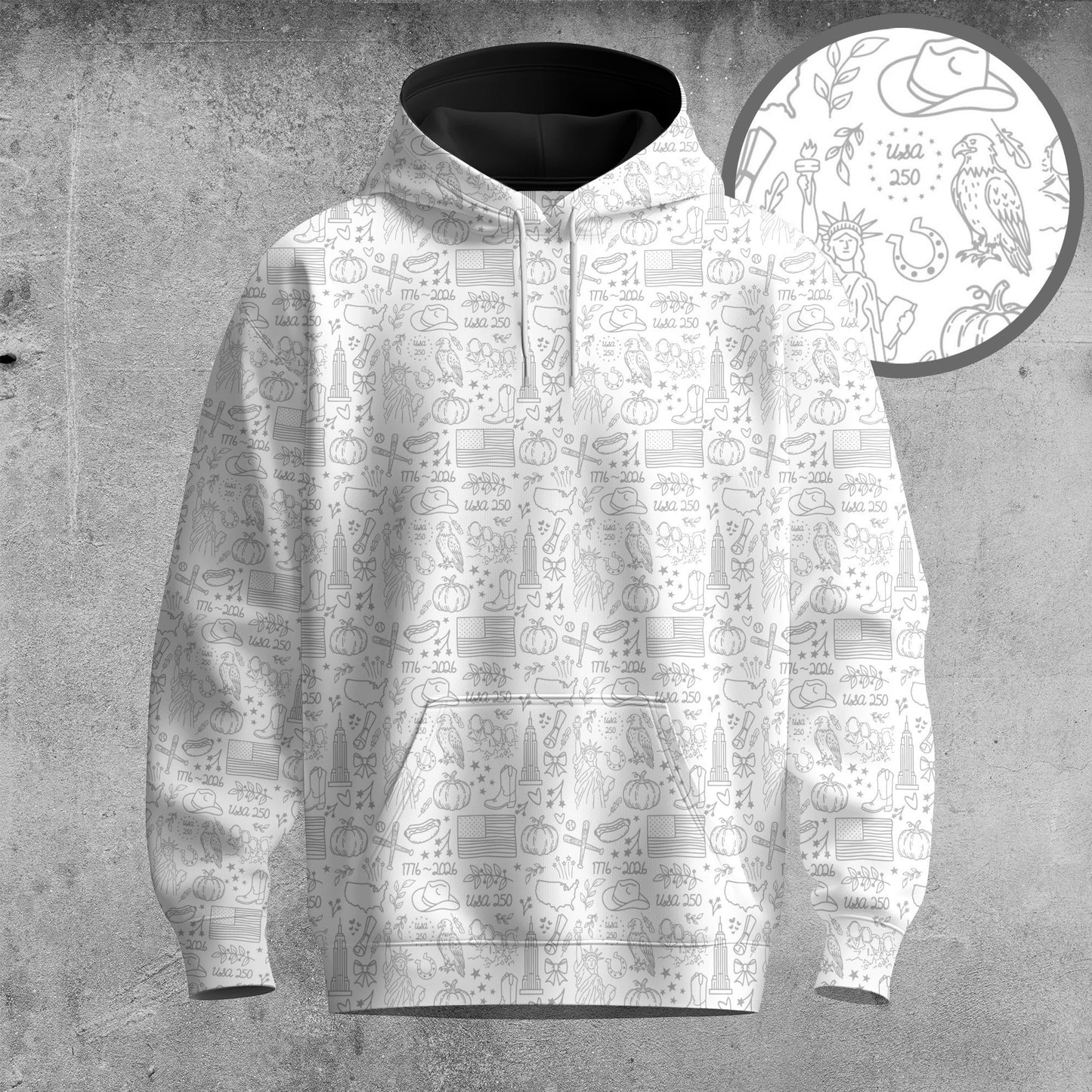 White America 250 Years Anniversary Pattern Men Hoodie