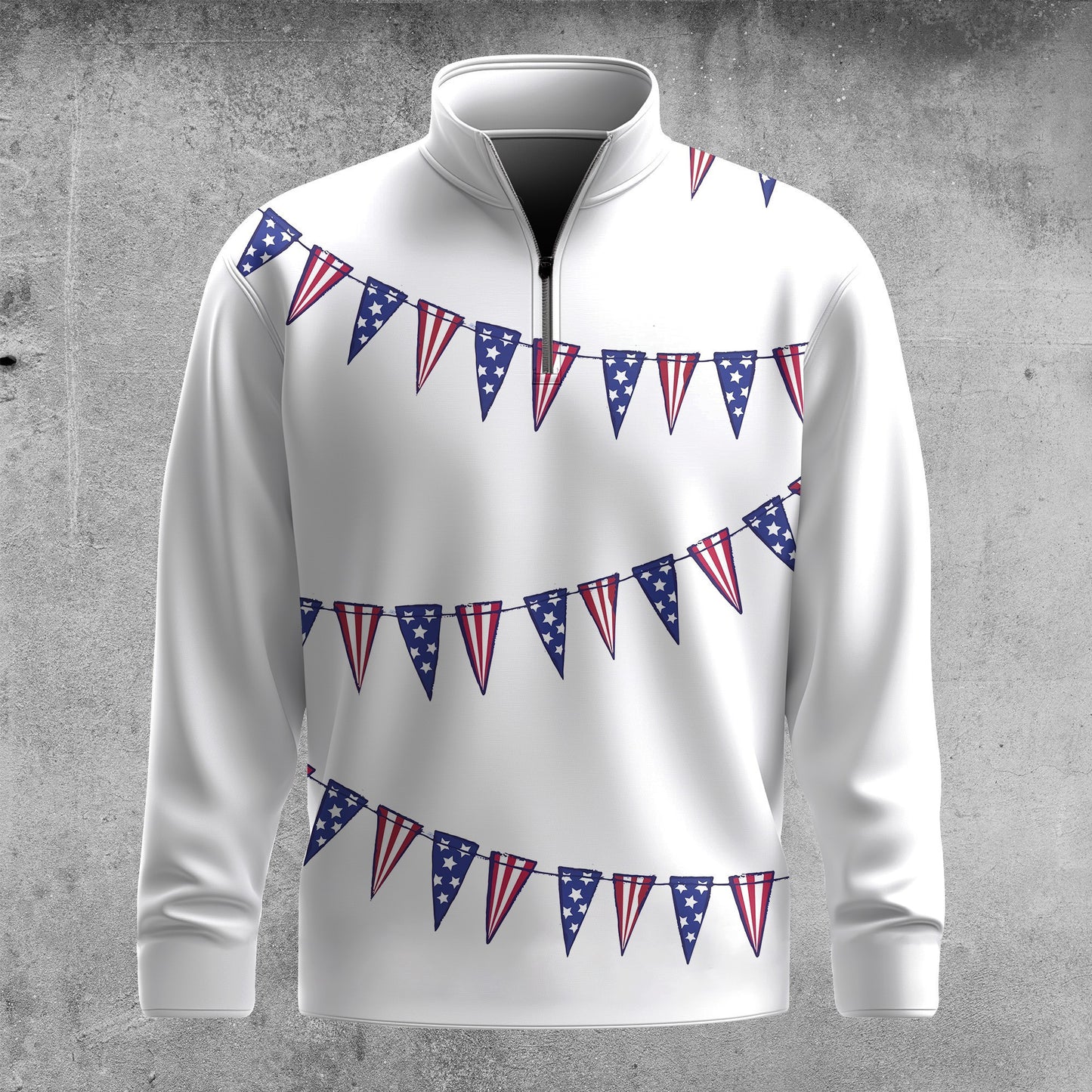 USA Flag String Men Quarter-zip Pullover
