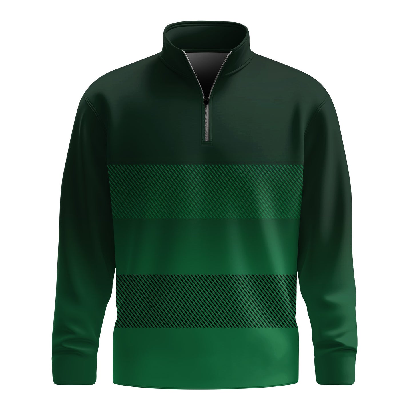 MT Tournament Sports Green Gradient Stripes Pattern Men Quarter-zip Pullover