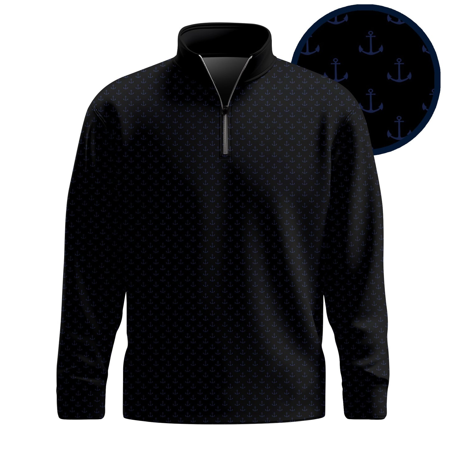 Black Blue Anchor 2026 Men Quarter-zip Pullover