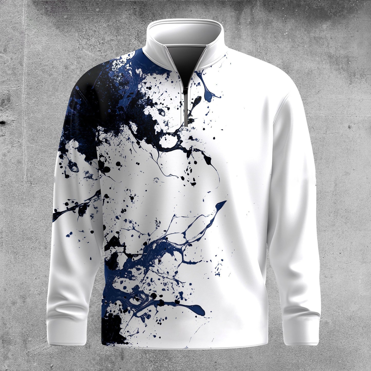 Blue Spilled Paint Color Men Quarter-zip Pullover