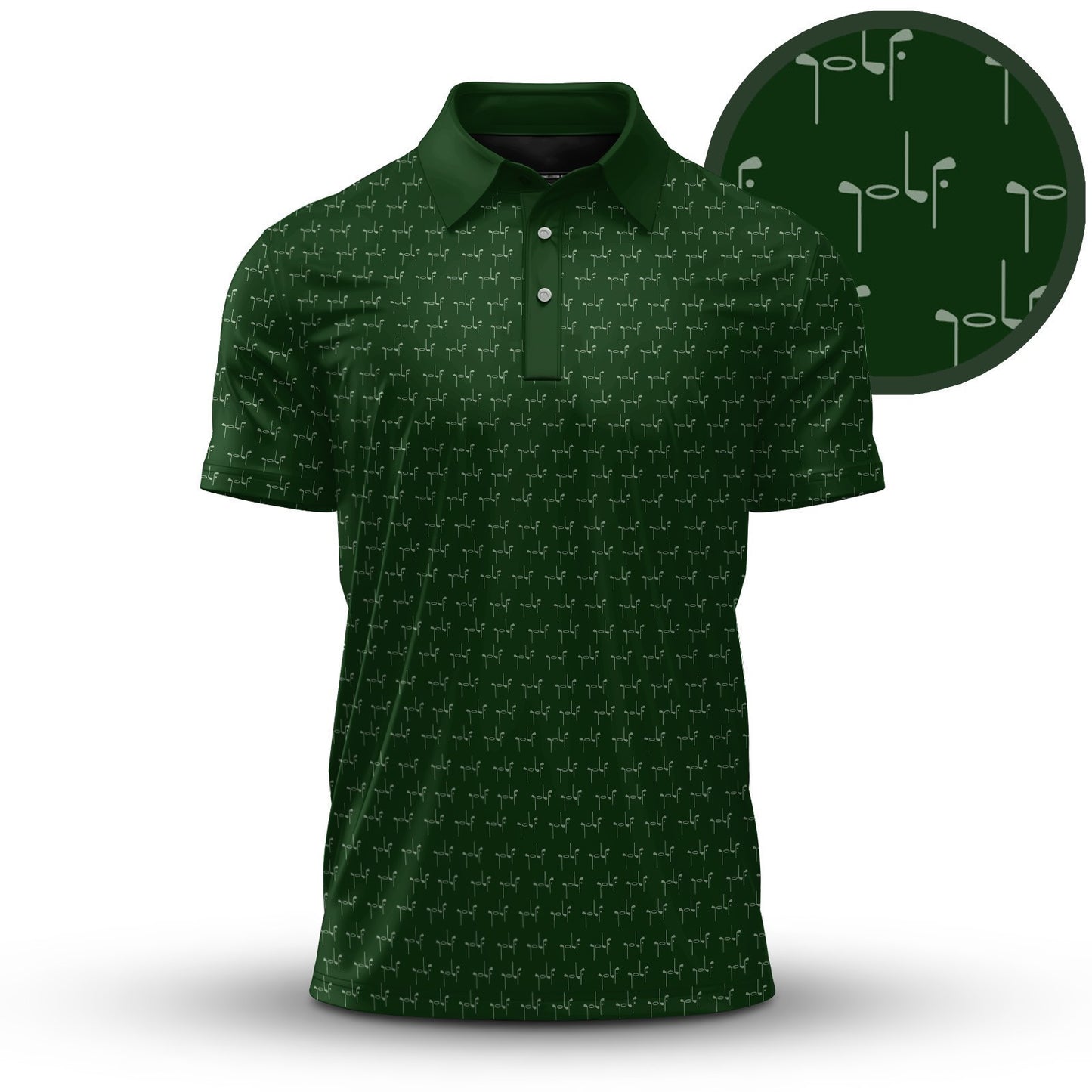 Golf Clubs Green White Seamless Pattern Men Polo Shirt