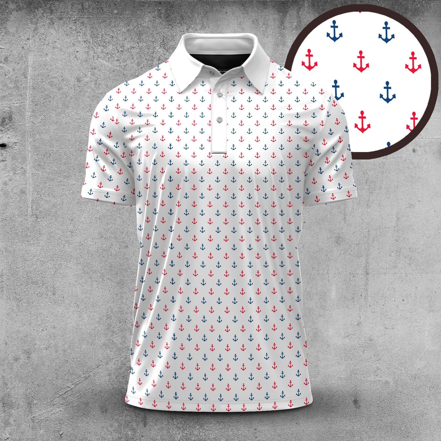 Red Blue Anchor Ryder Cup Men Polo Shirt