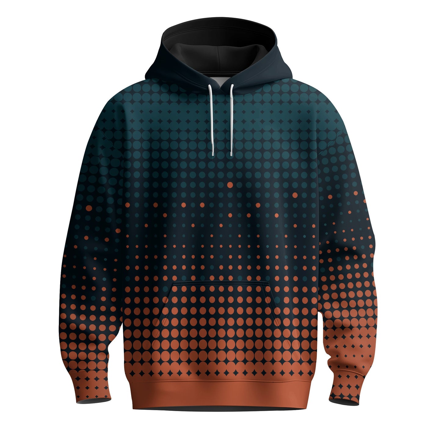 Dark Green Orange Sporty Men Hoodie