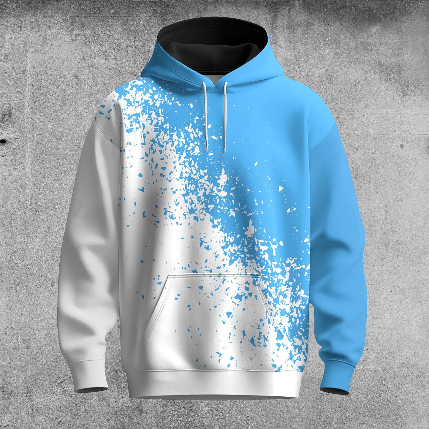 Light Blue Sporty Men Hoodie