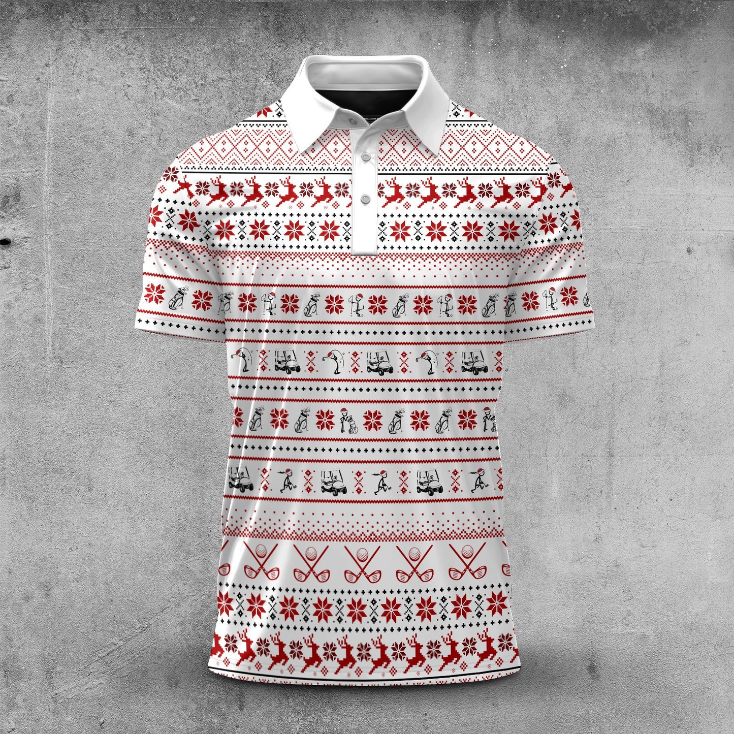 Red Ugly Pattern Stick Figure Men Polo Shirt