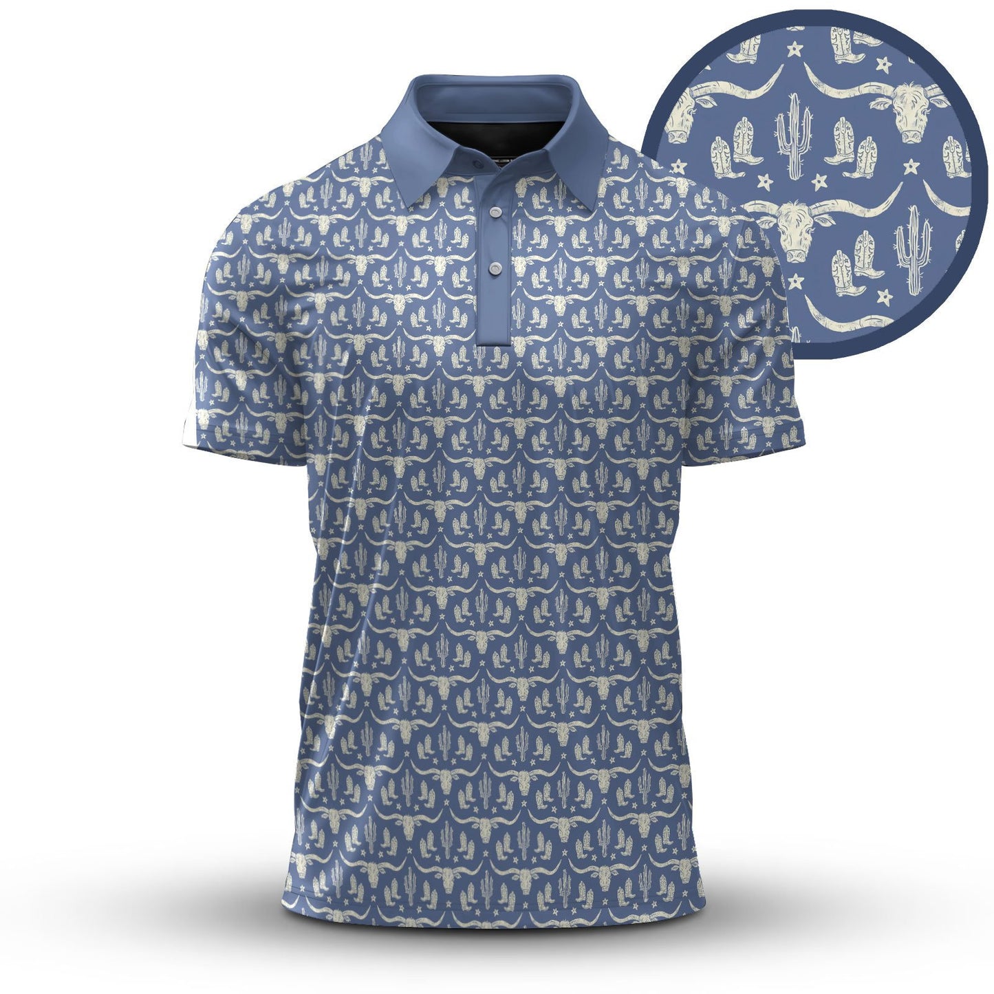 Texas Blue Pattern Men Polo Shirt
