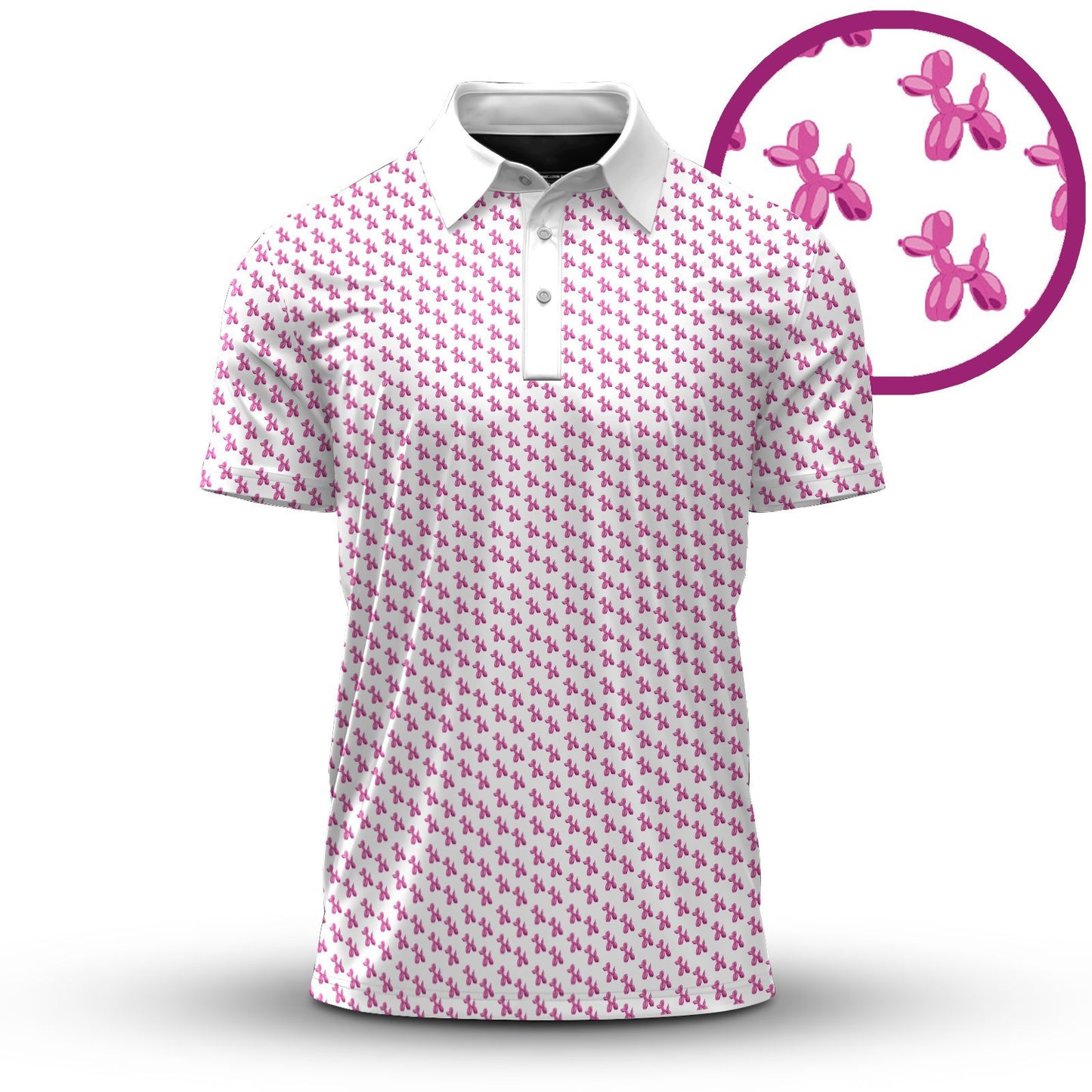 Pink Dog Balloon Men Polo Shirt
