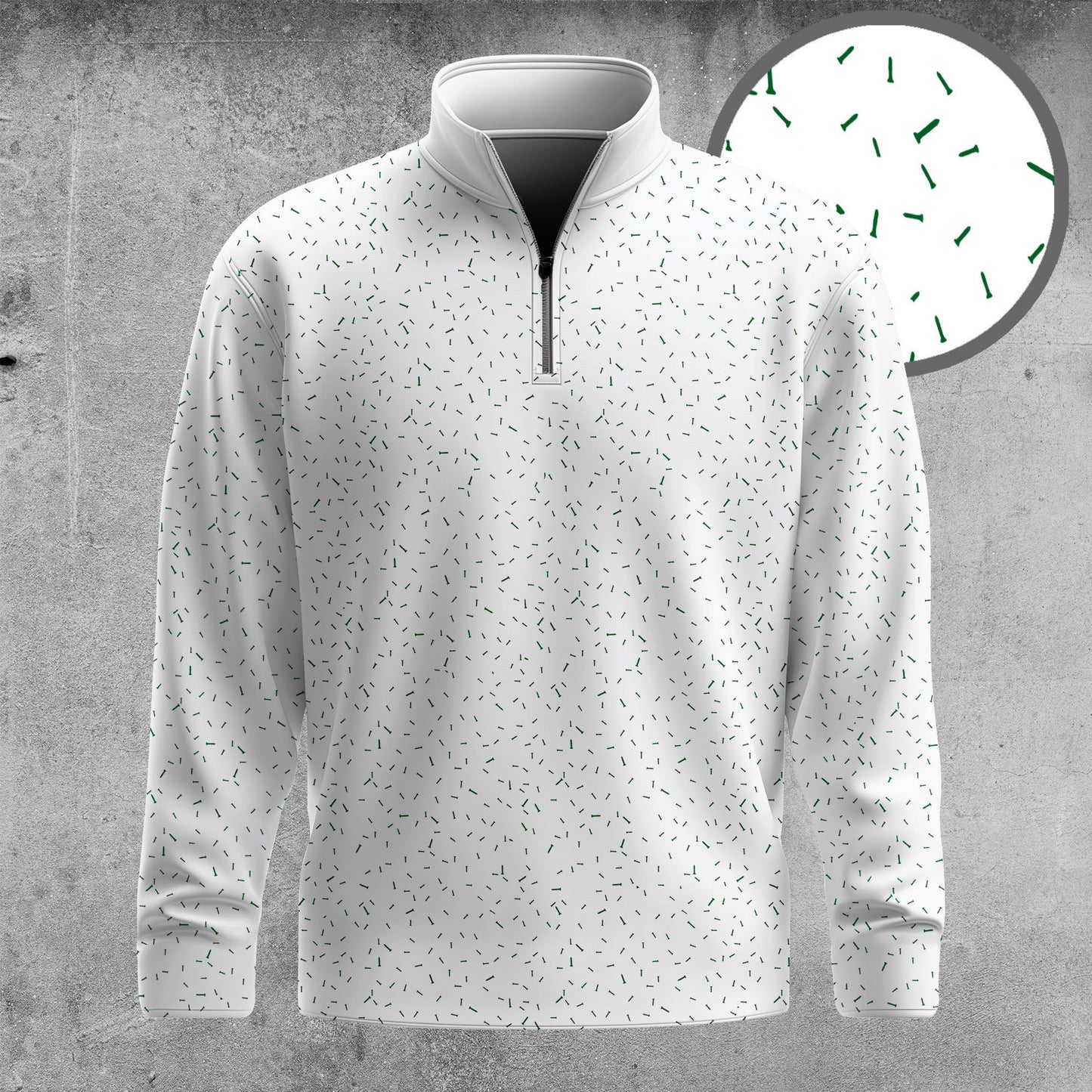 Green Tee Pattern Men Quarter-zip Pullover