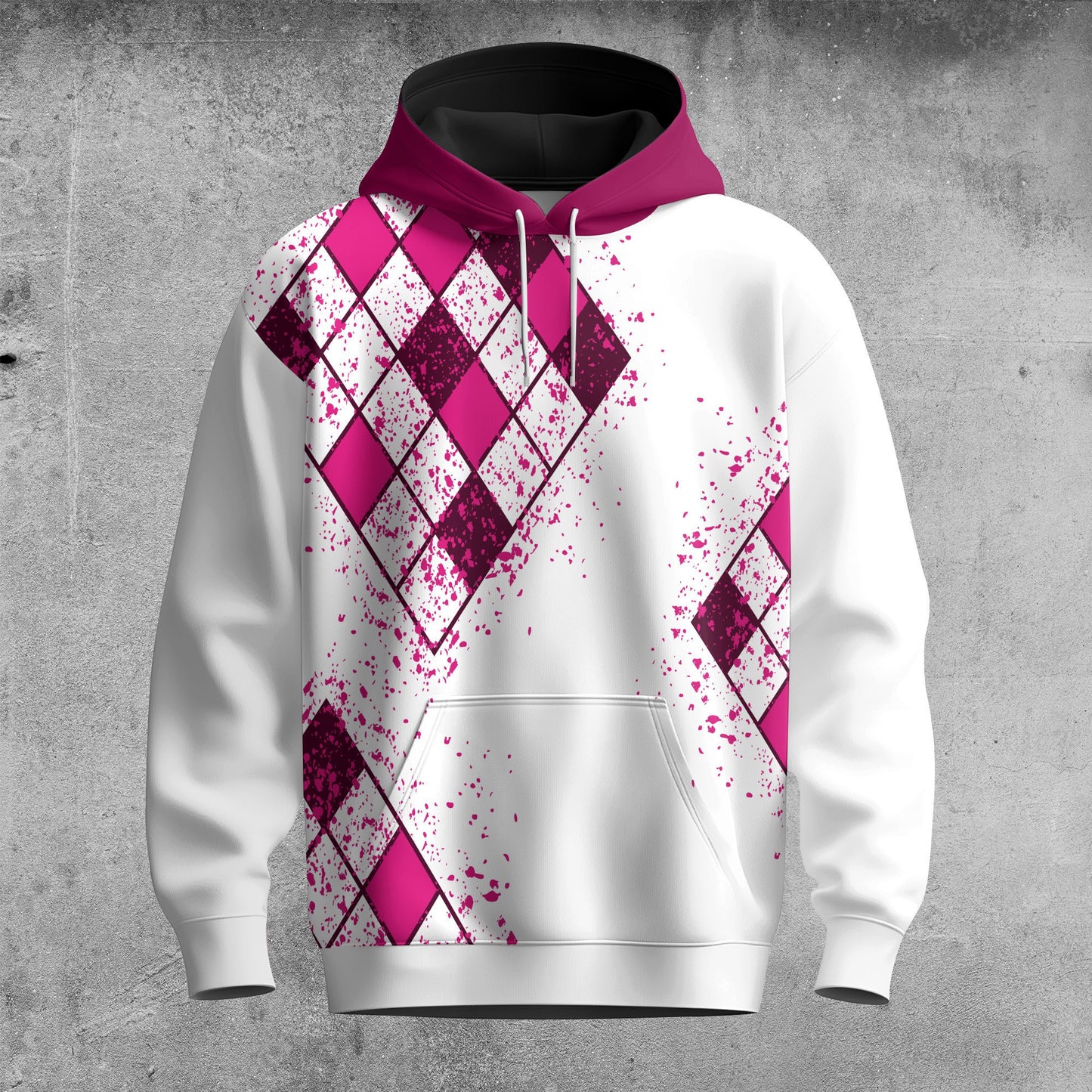 Pink Diamond Pattern Men Hoodie