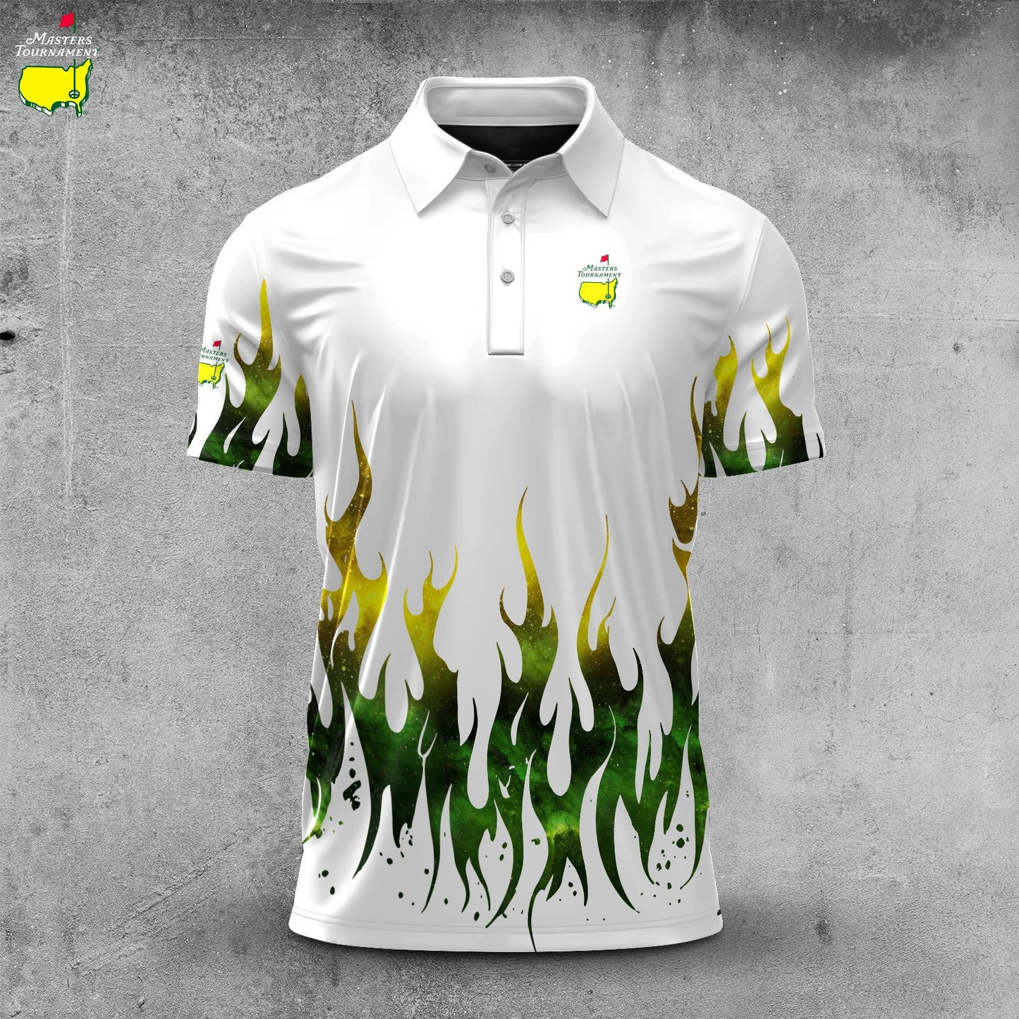 Green Yellow Fire Men Polo Shirt