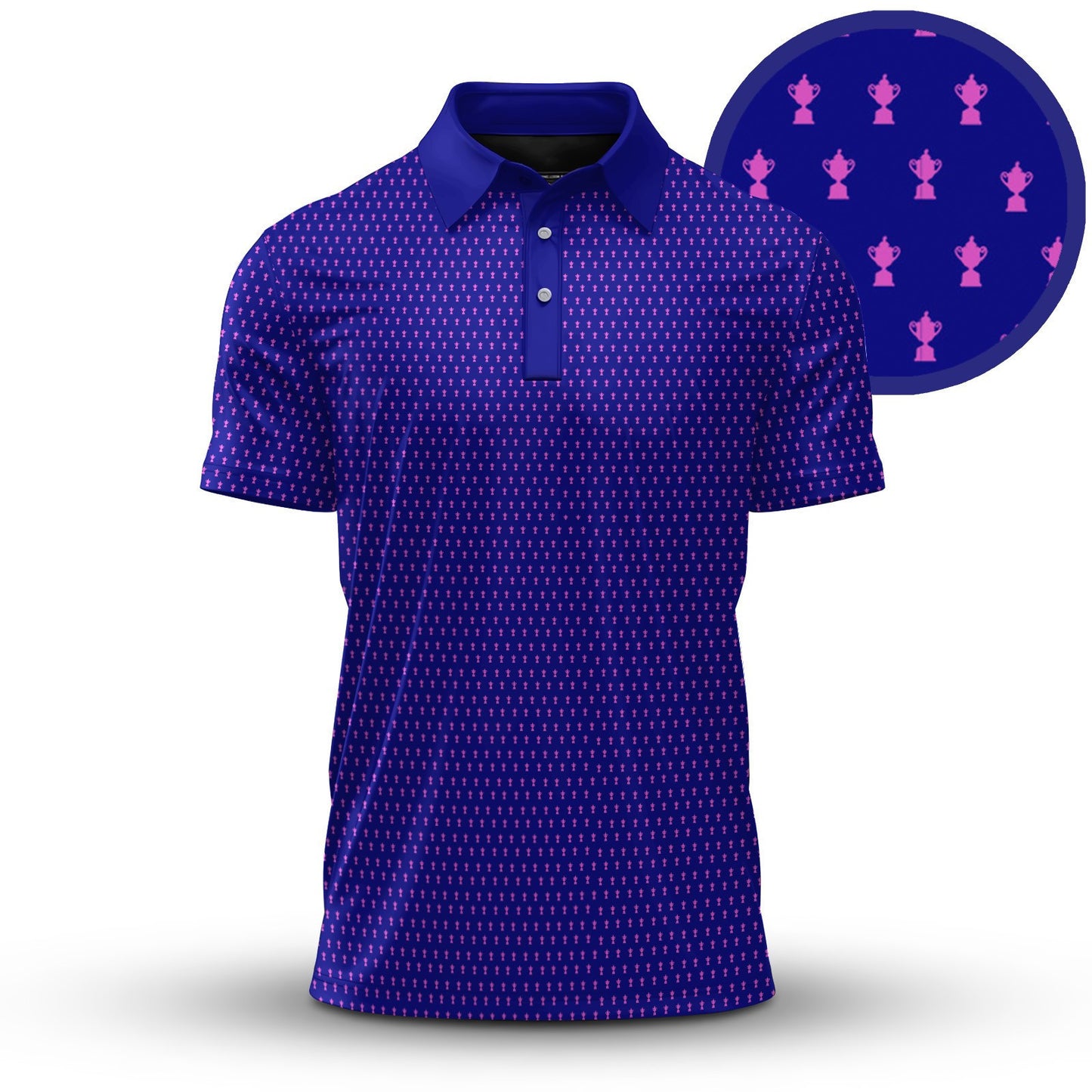 2026 Trophy Pattern Blue And Pink Men Polo Shirt