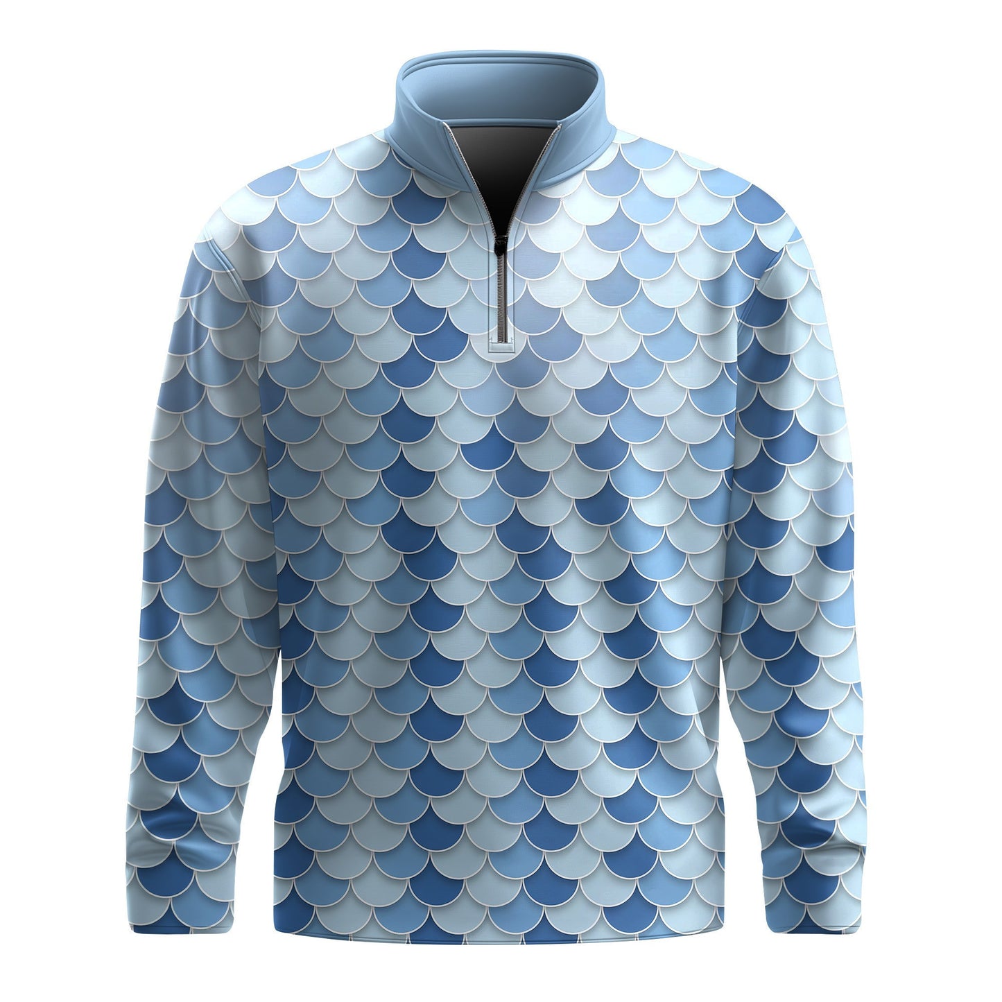 Fish Scales Pattern Men Quarter-Zip Pullover