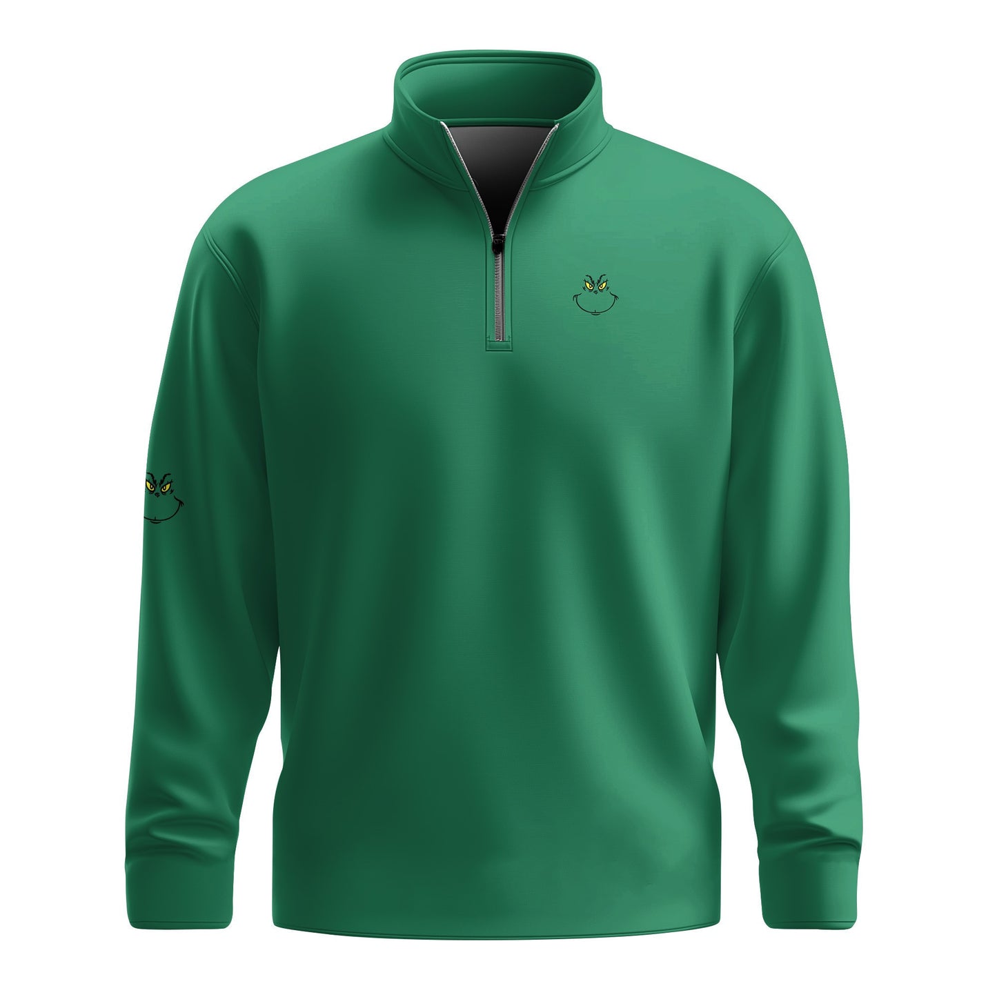 Green Funny Christmas Men Quarter-zip Pullover