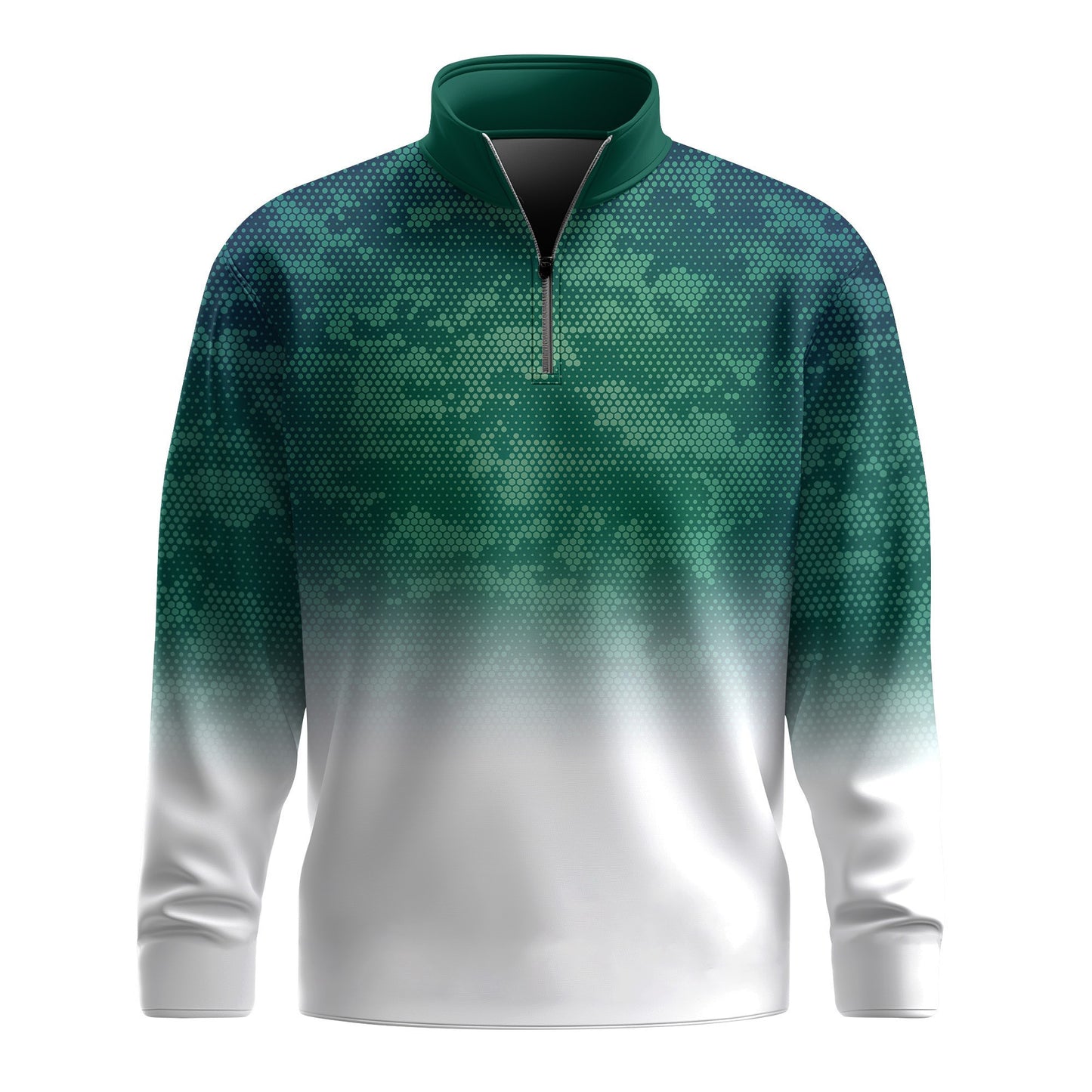 Green Half Camo Men Quarter-zip Pullover