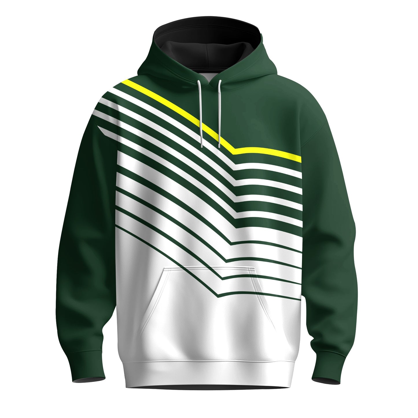 Green Yellow Sporty Line Men Hoodie