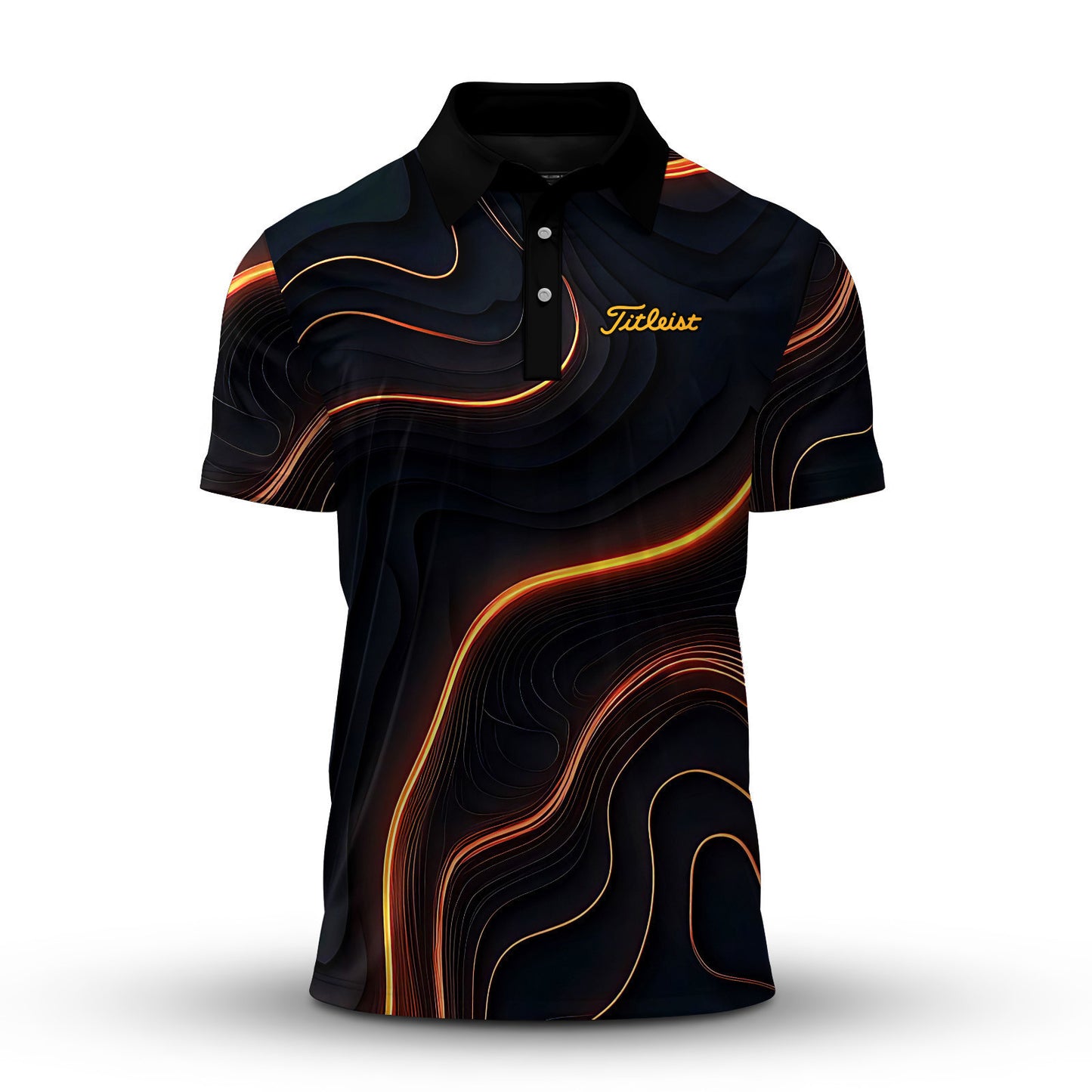 Orange Curves Sporty Pattern Men Polo Shirt
