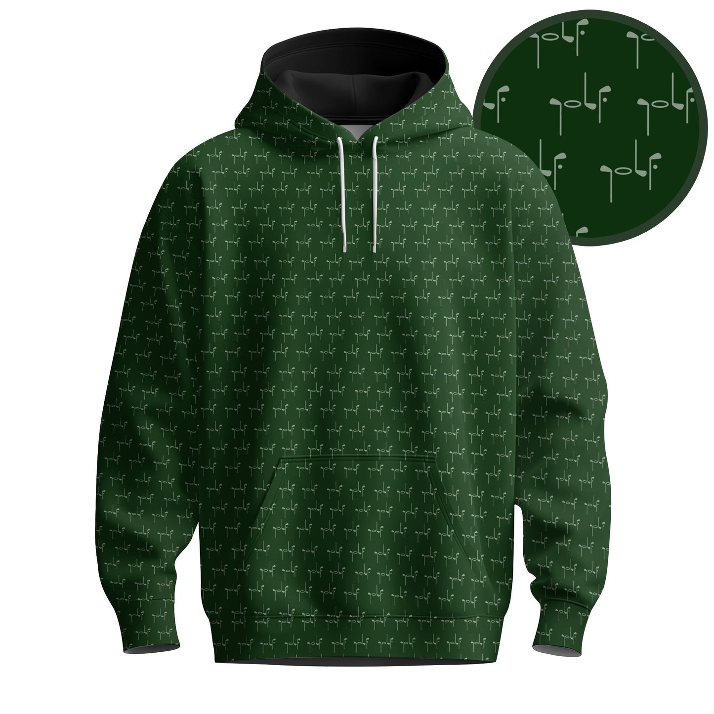 Golf Clubs Green White Seamless Pattern Men Hoodie