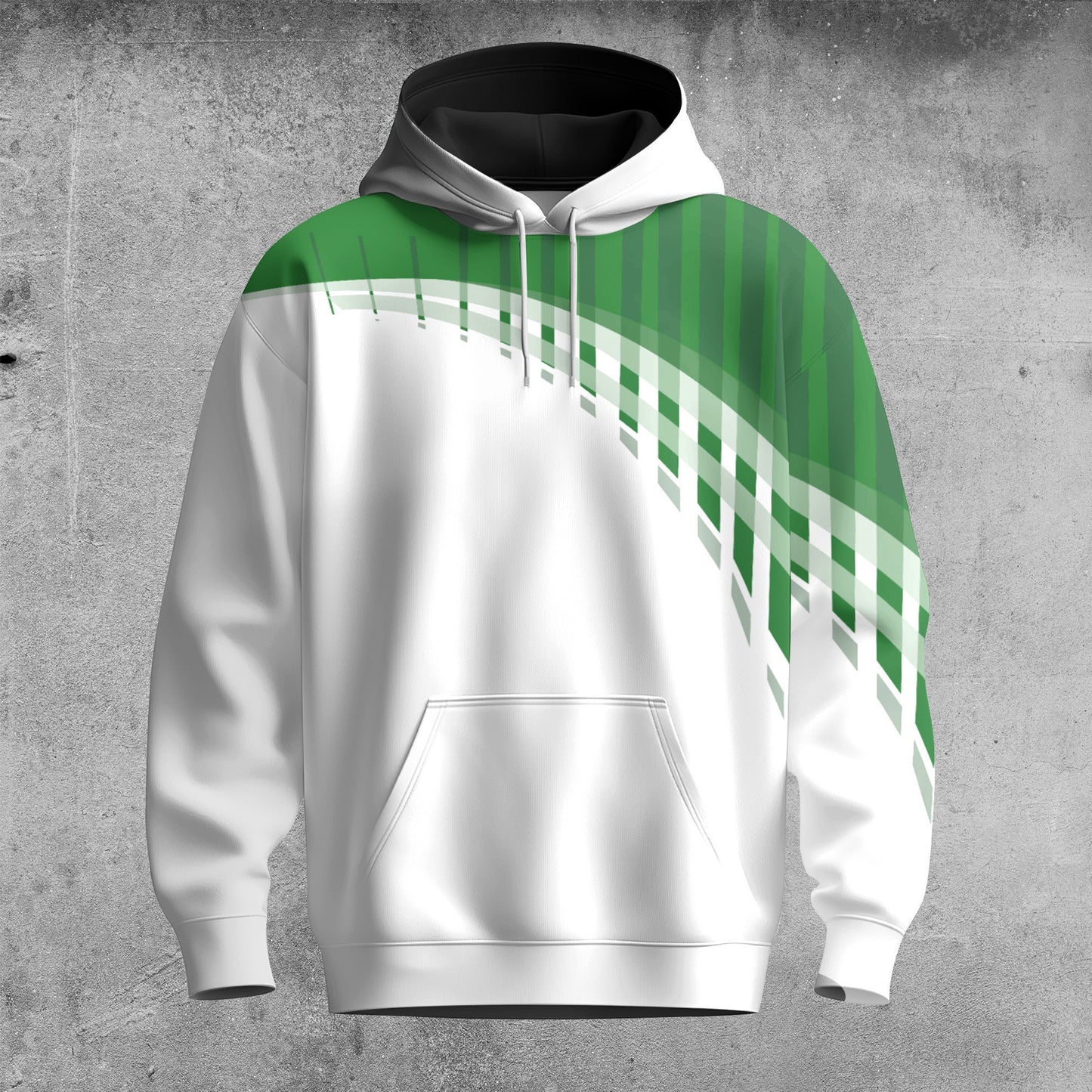 Green Stripe And White Men Hoodie