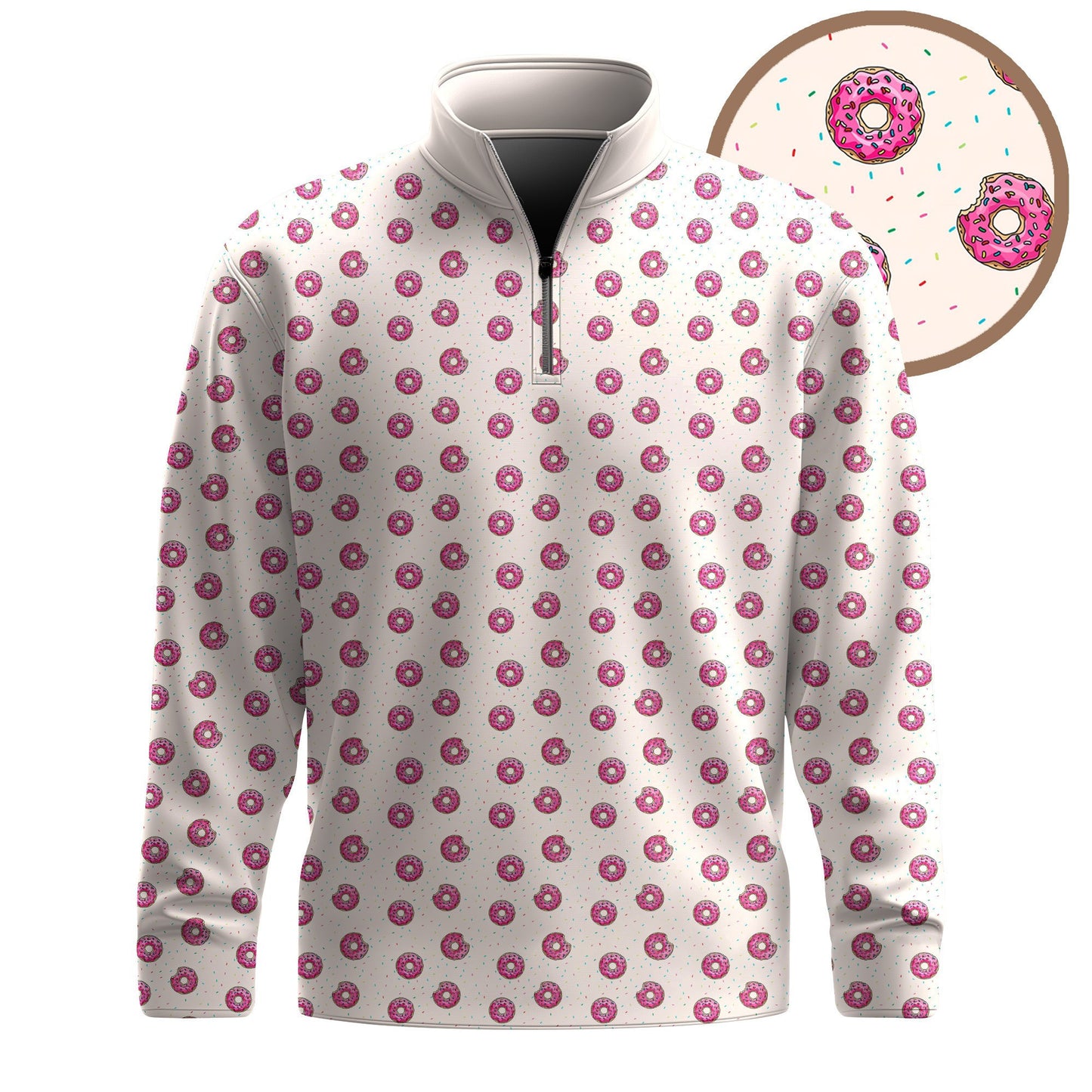 Donuts Pattern Men Quarter-zip Pullover