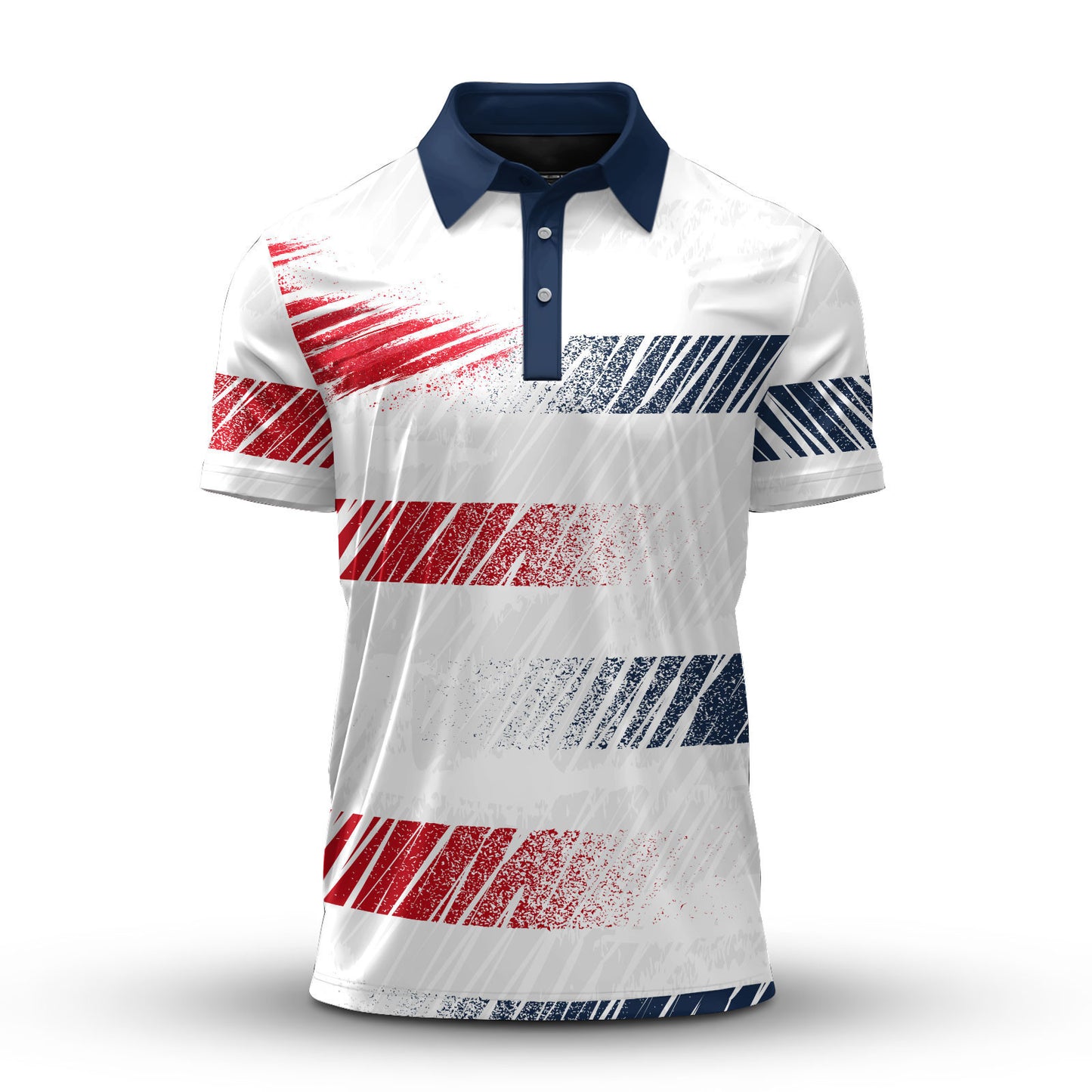 2026 Red Blue Horizontal Lines Men Polo Shirt