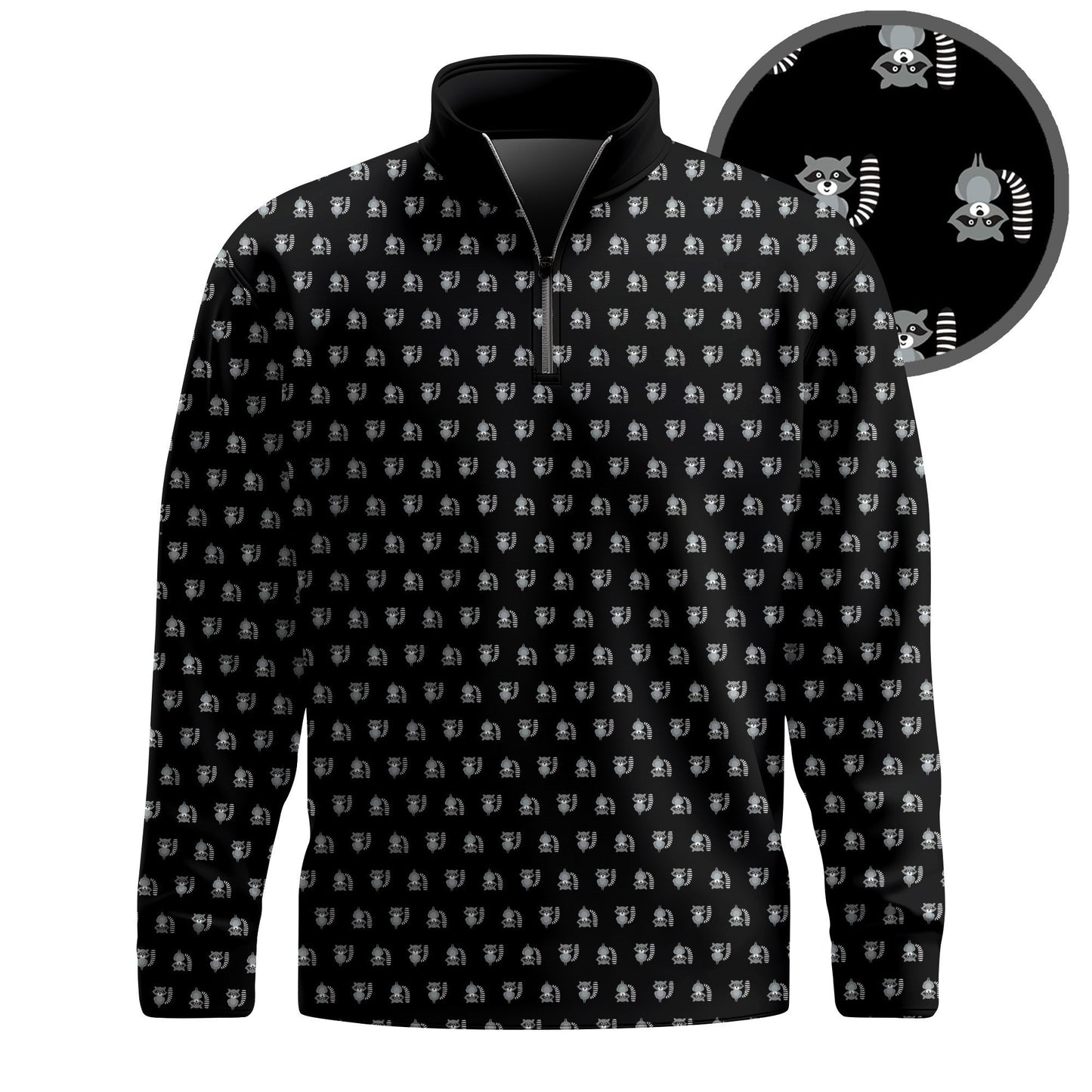 Black Raccoon Men Quarter-zip Pullover