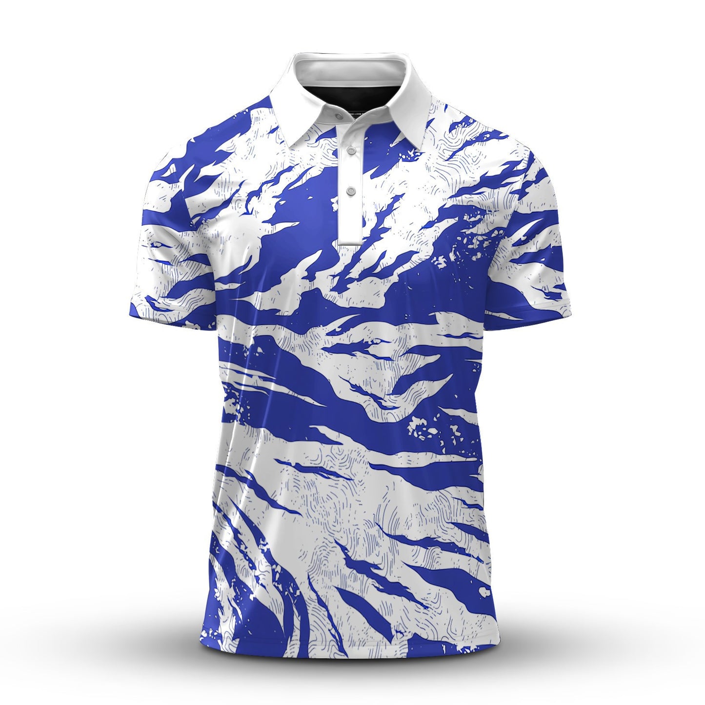 2026 Tear Blue White Men Polo Shirt
