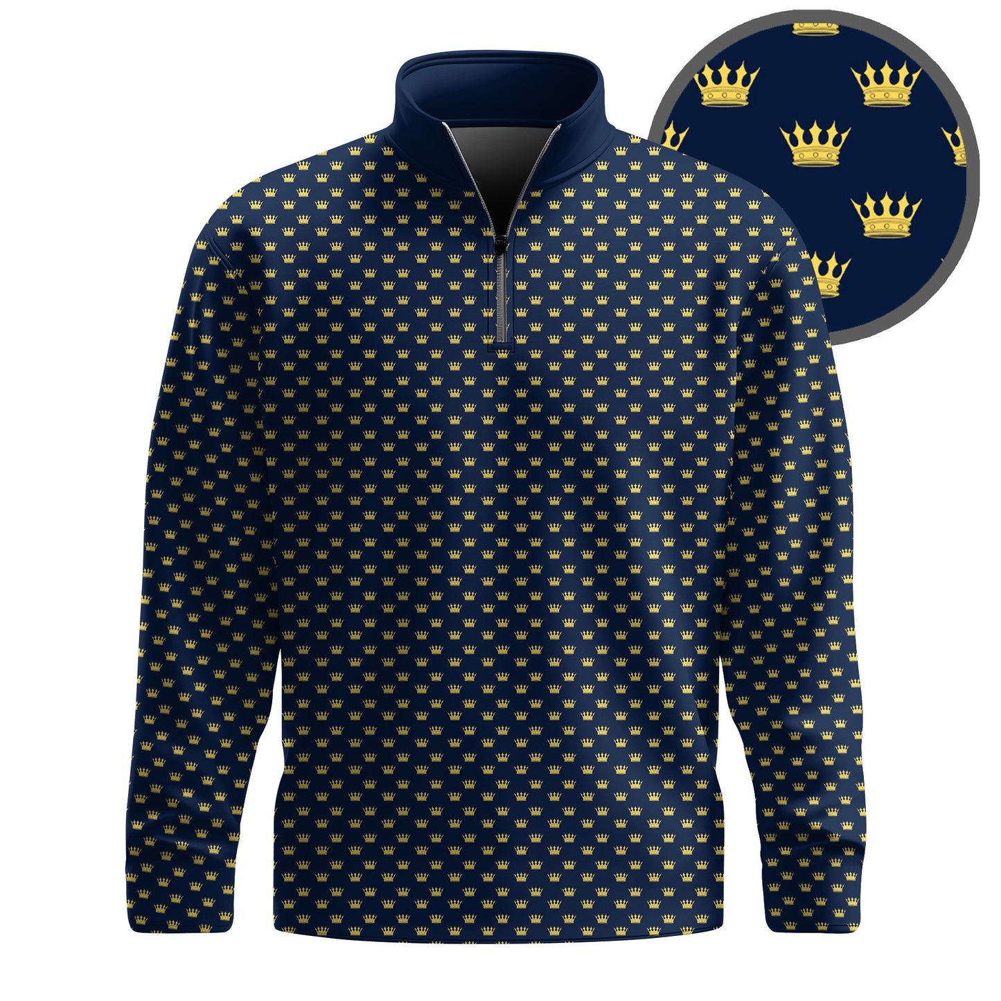 Blue Yellow King Crown Men Quarter-zip Pullover