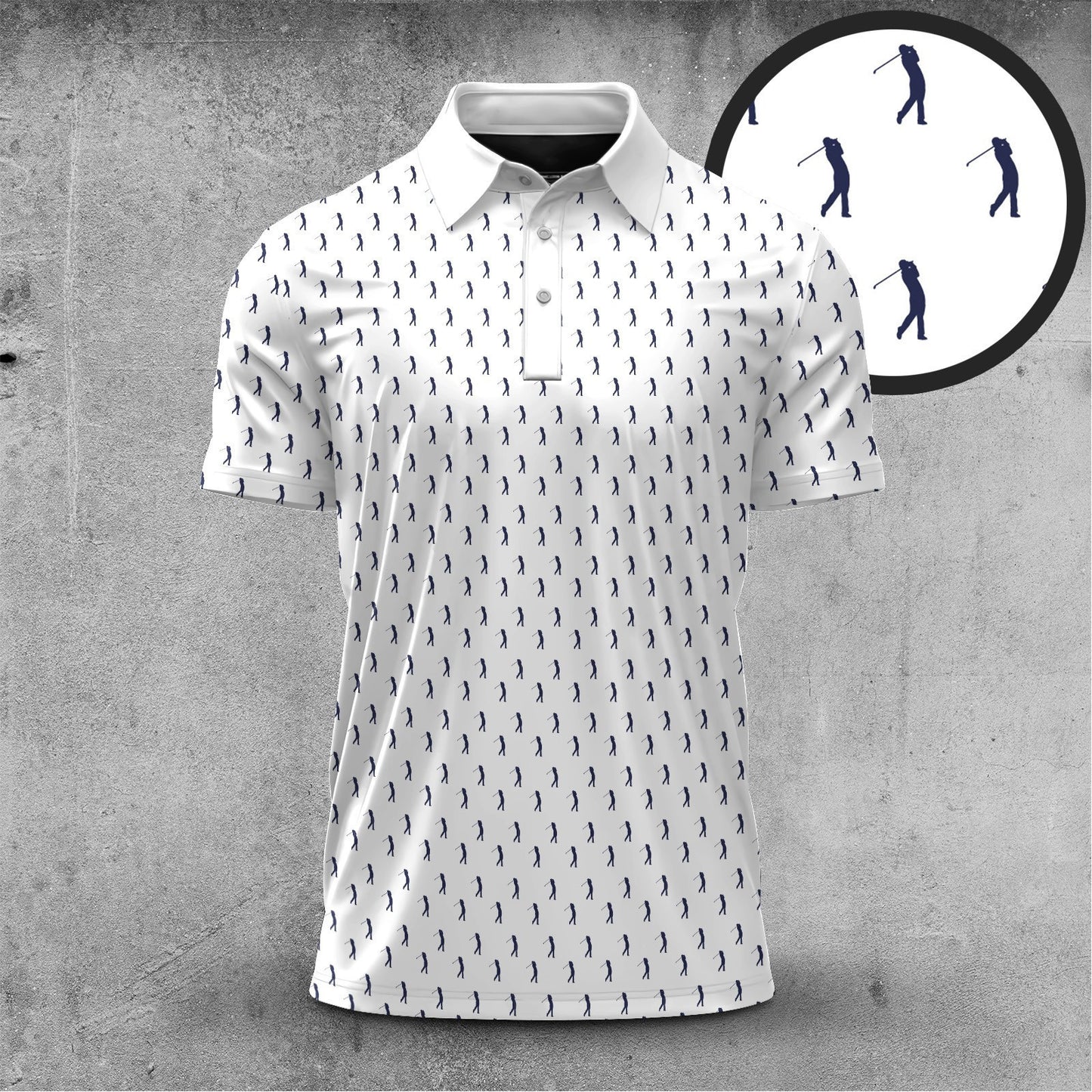 White Blue Golf Players 2026 Men Polo Shirt