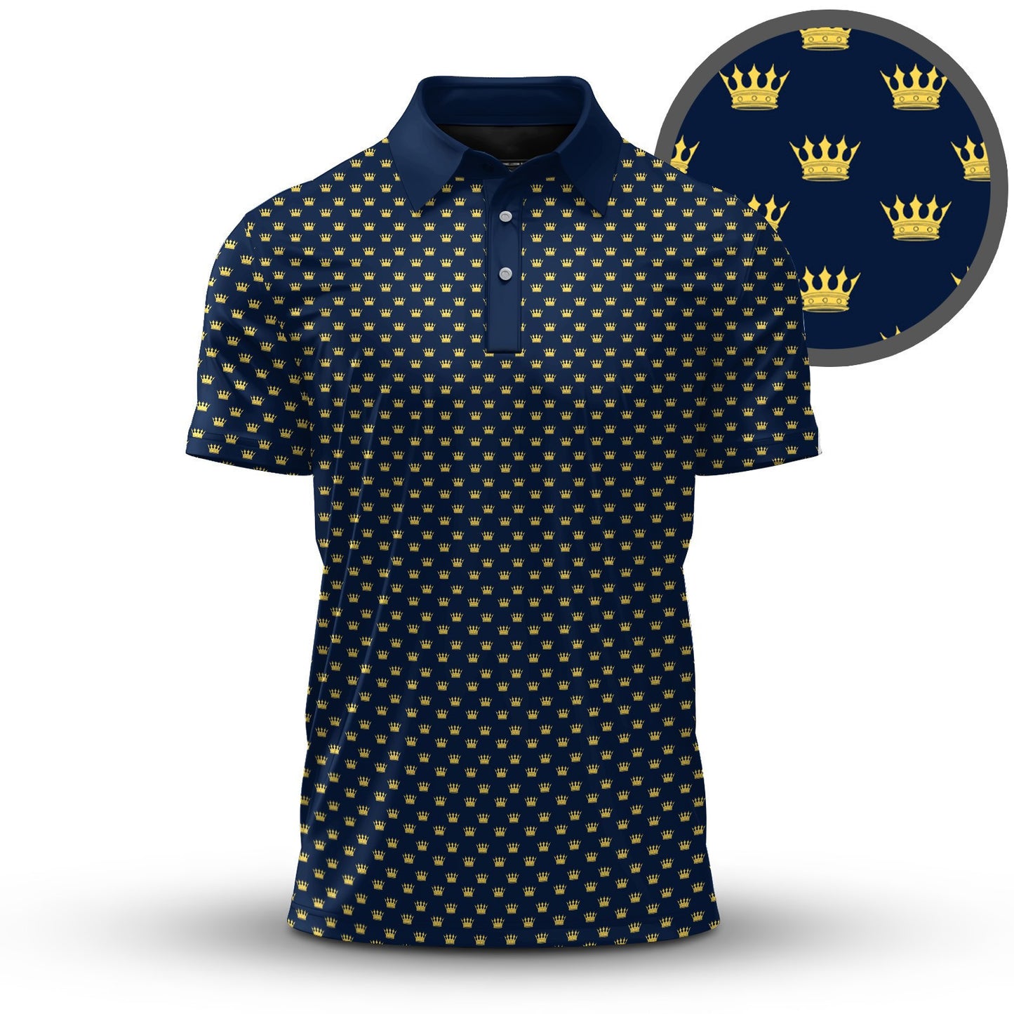 Blue Yellow King Crown Men Polo Shirt