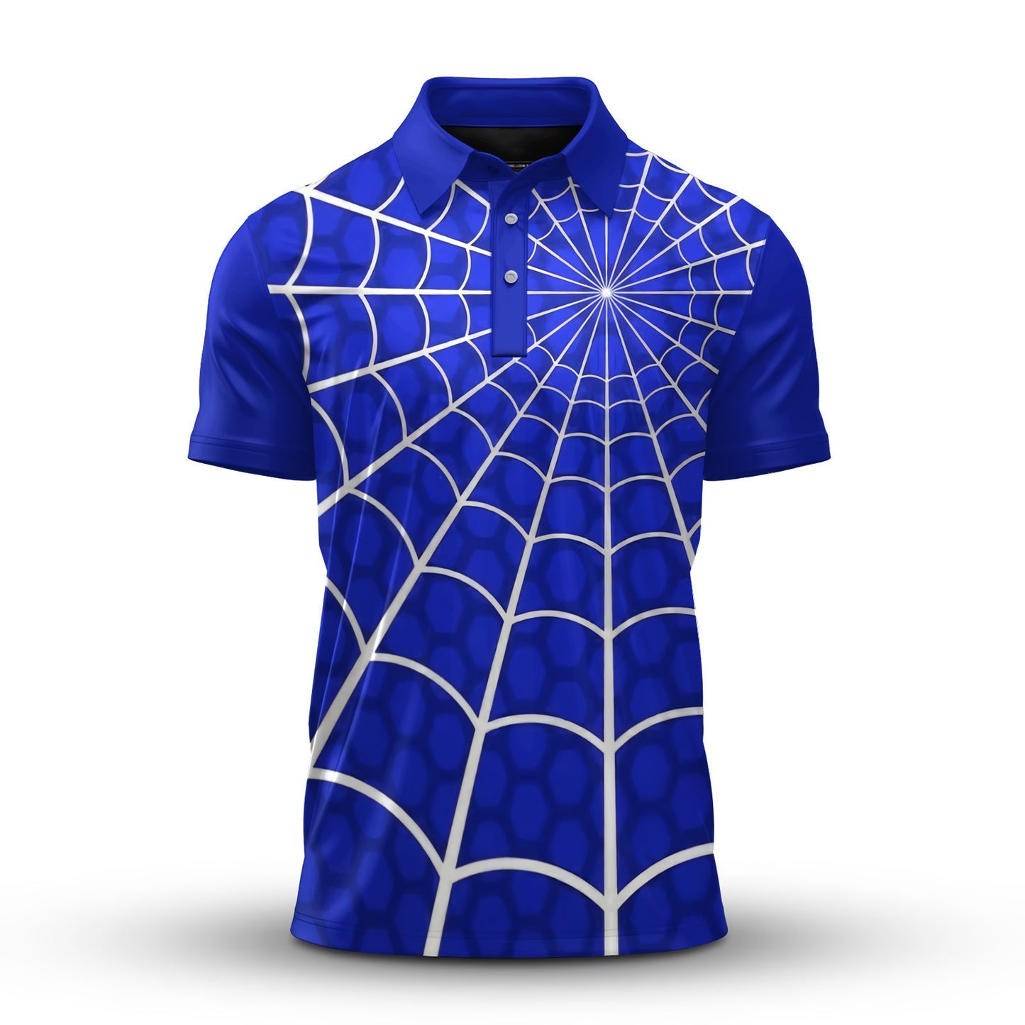 Blue Spider Web Men Polo Shirt