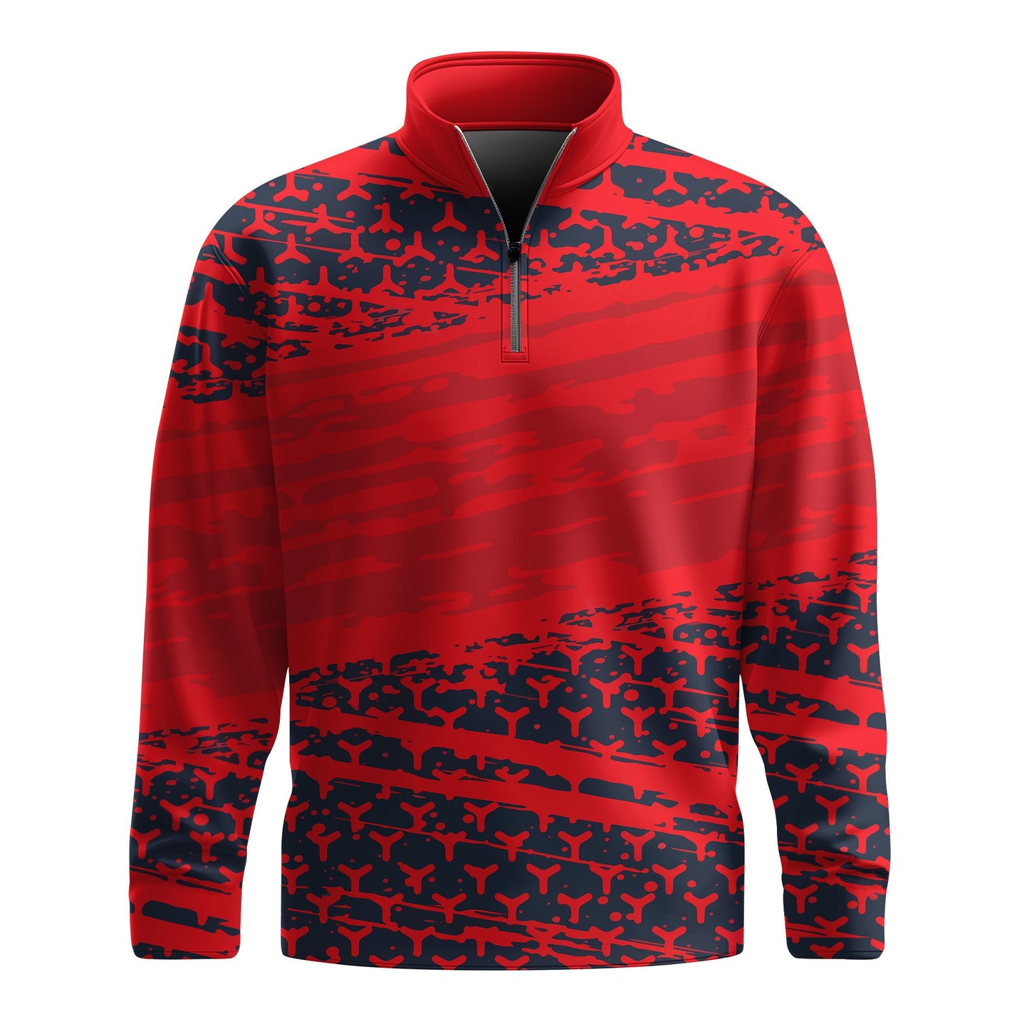 2026 Red Black Dynamic Sport Pattern Men Quarter-zip Pullover