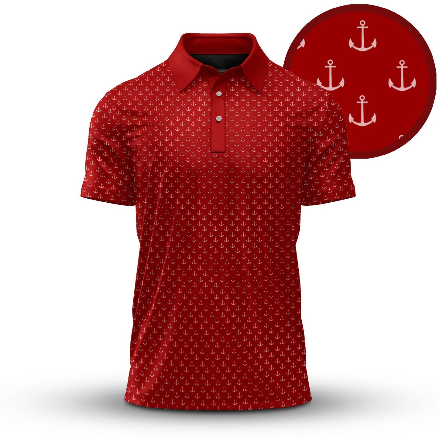 Red White Anchor 2026 Men Polo Shirt