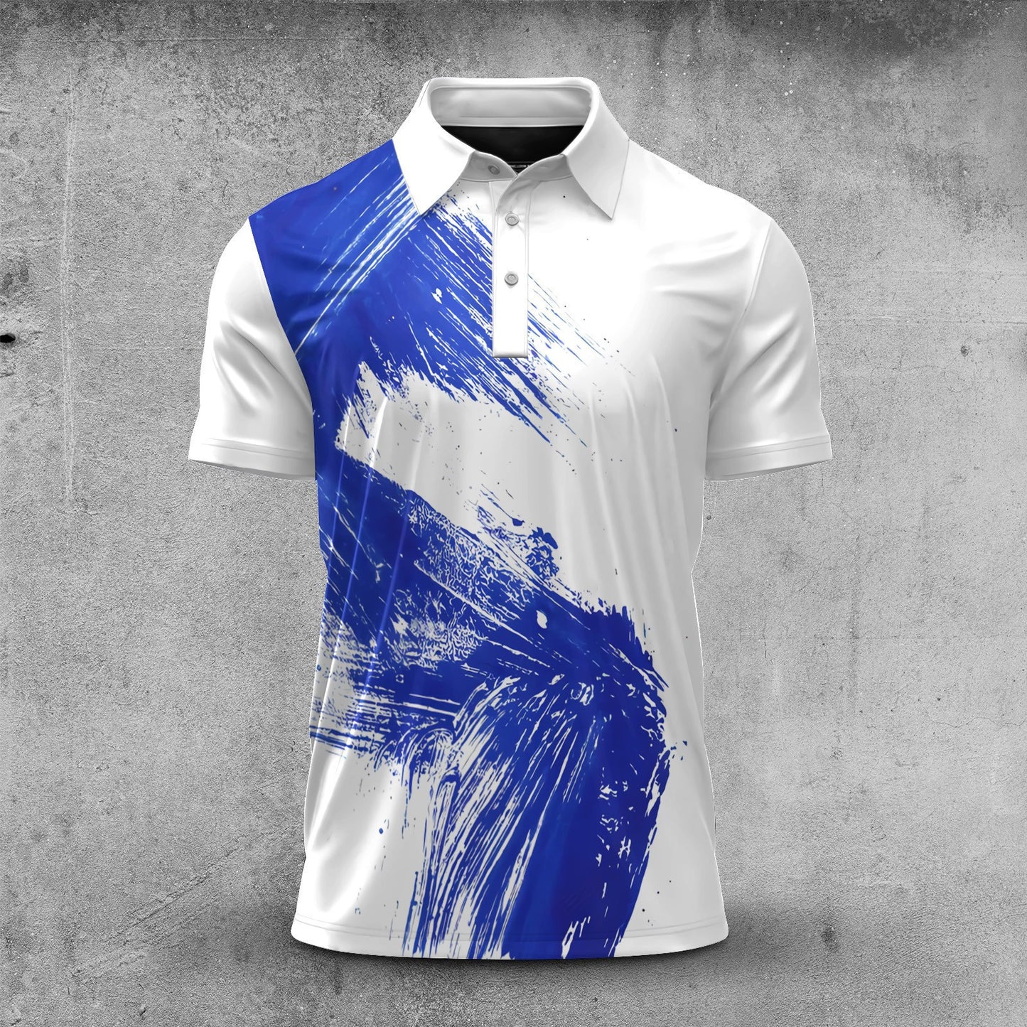 Blue Paint Streaks Men Polo Shirt