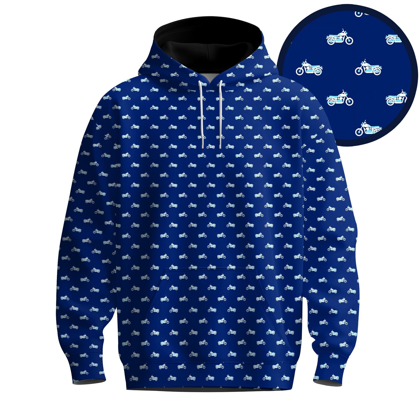 Motorbike Blue White Pattern Men Hoodie
