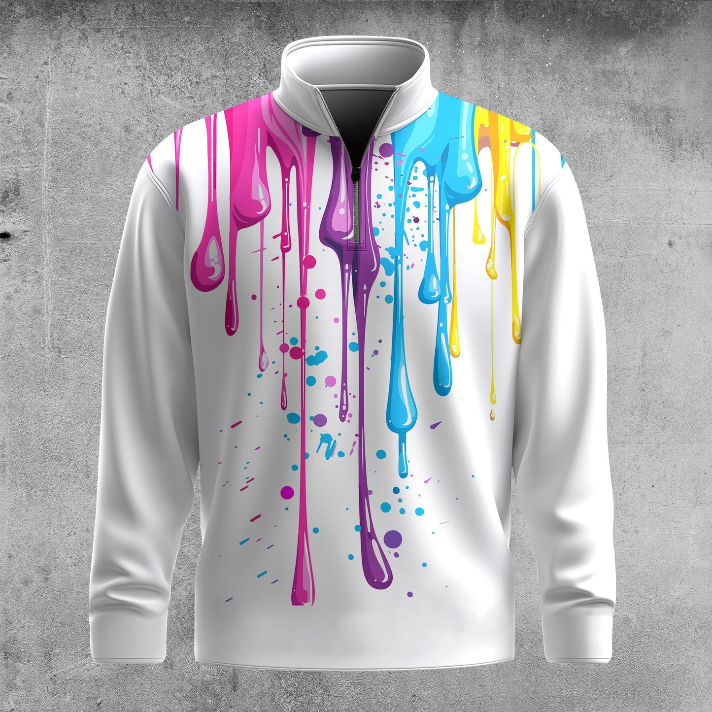 Colorful Paint Flows Men Quarter-zip Pullover