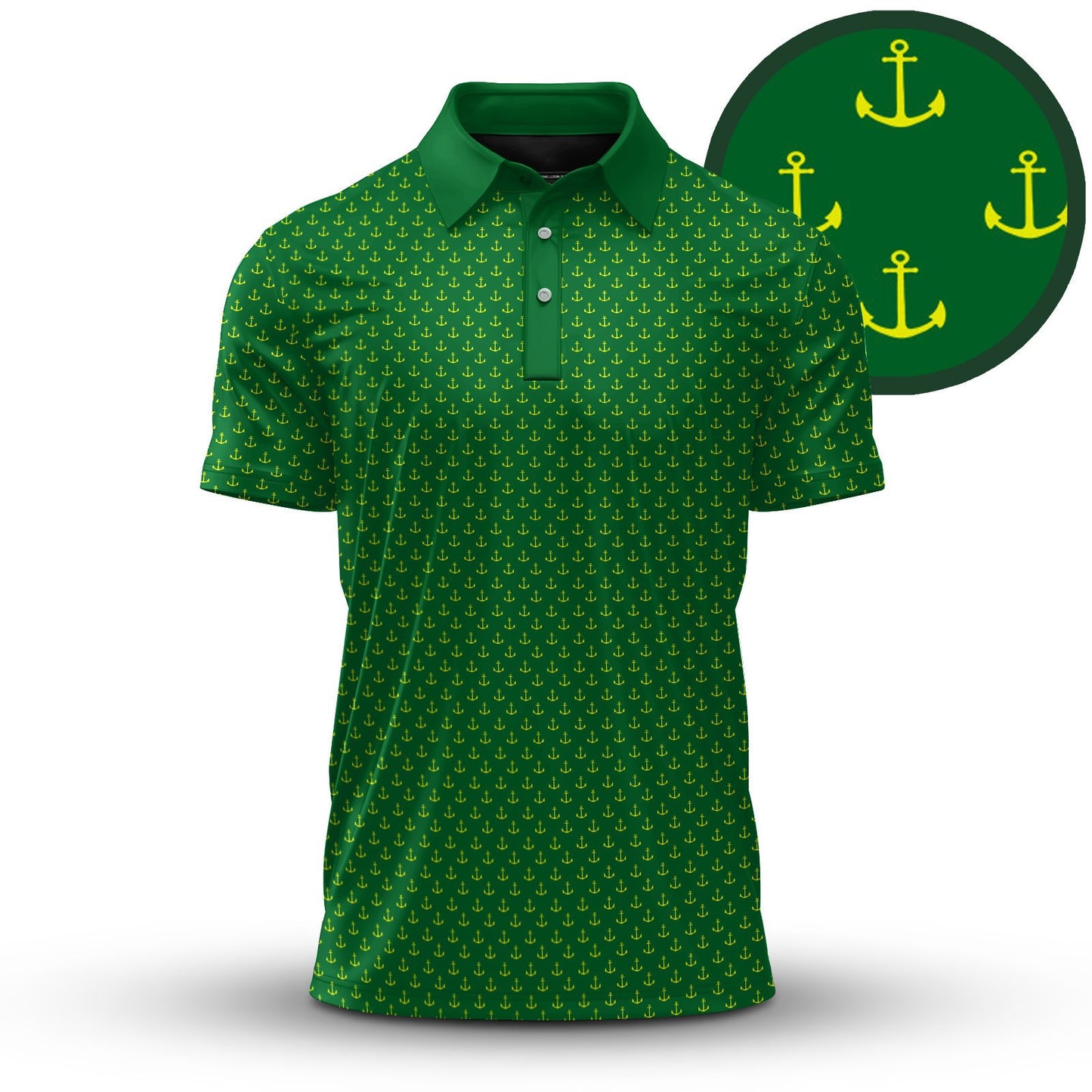 Green Yellow Anchor Masters Men Polo Shirt
