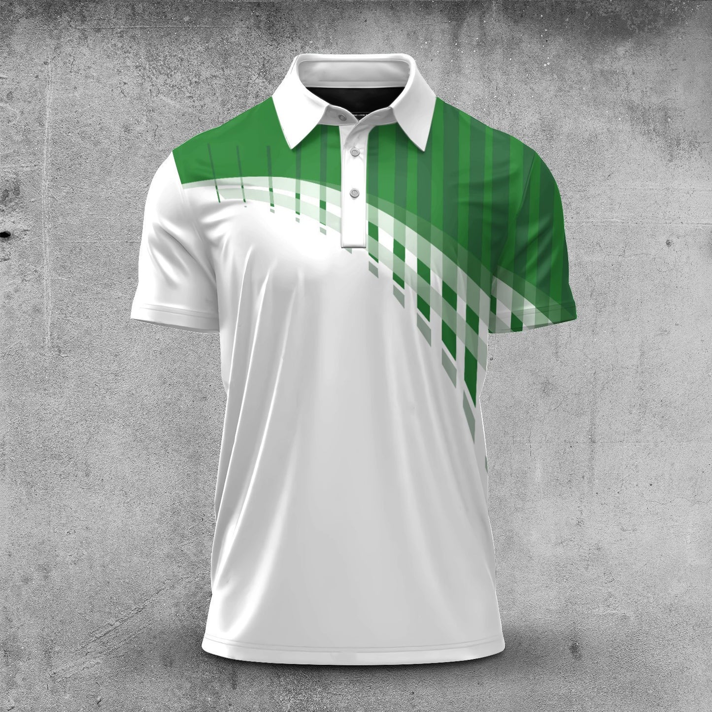 Green Stripe And White Men Polo Shirt