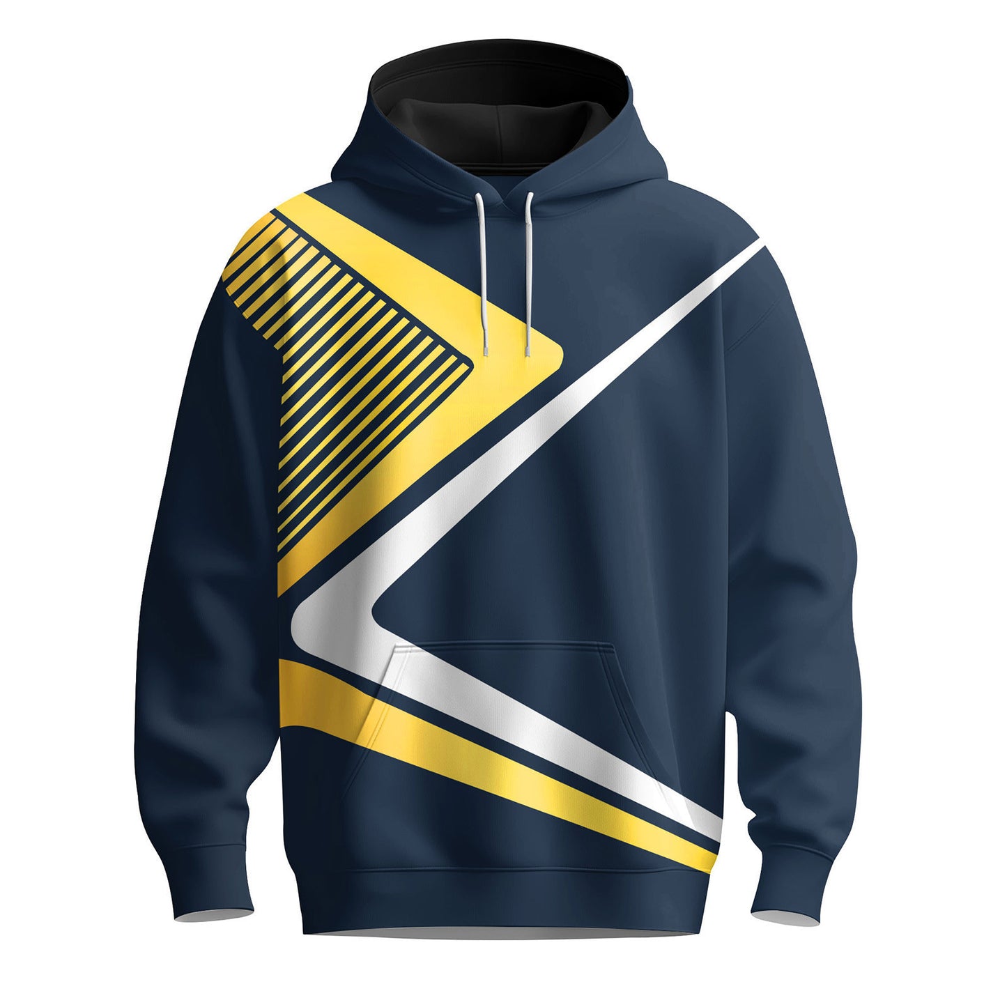 Blue Yellow Sporty Design Men Hoodie