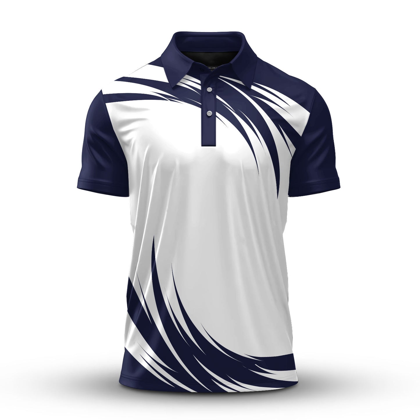 Blue Eddy White Men Polo Shirt