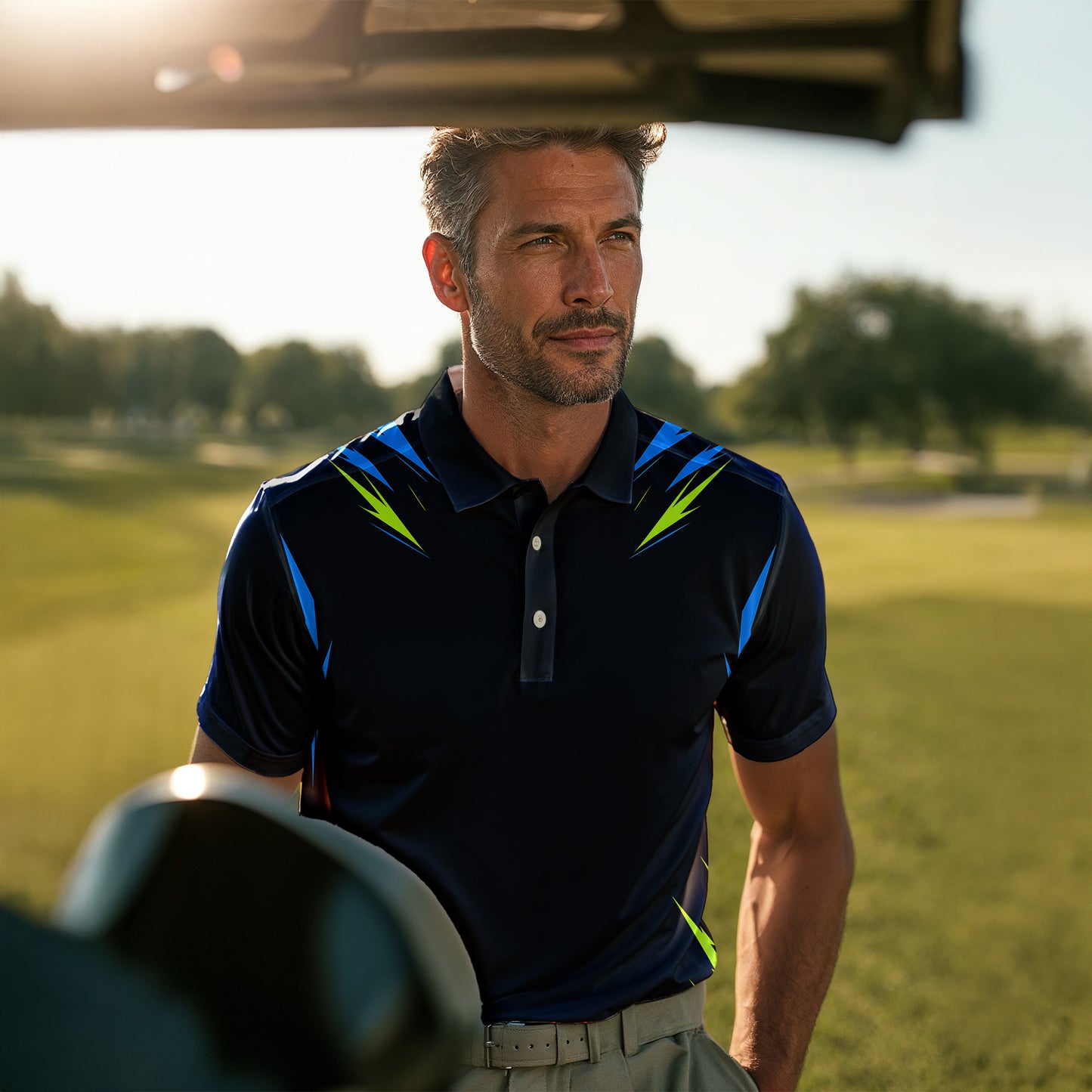 Black Neon Pattern Men Polo Shirt