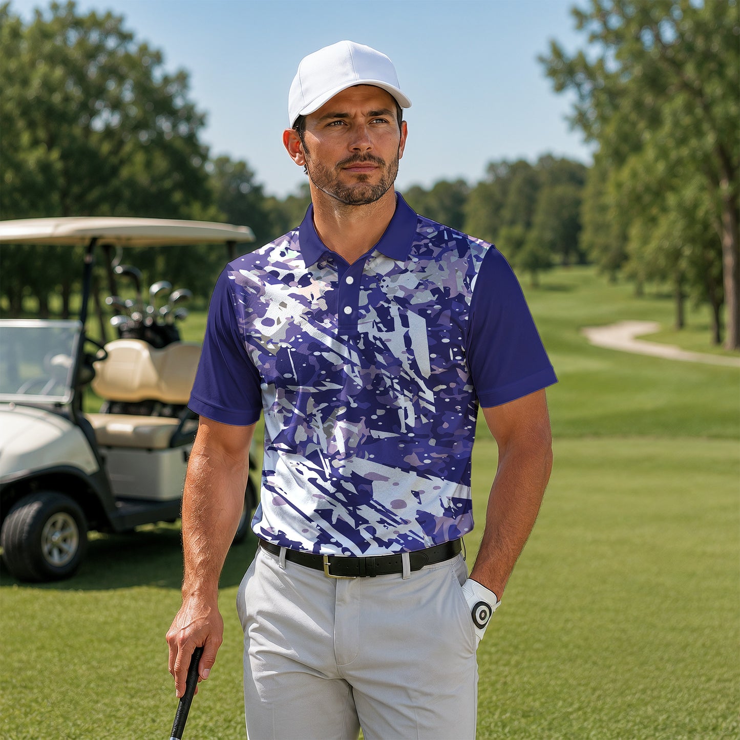 Loud Purple Painting Men Polo Shirt